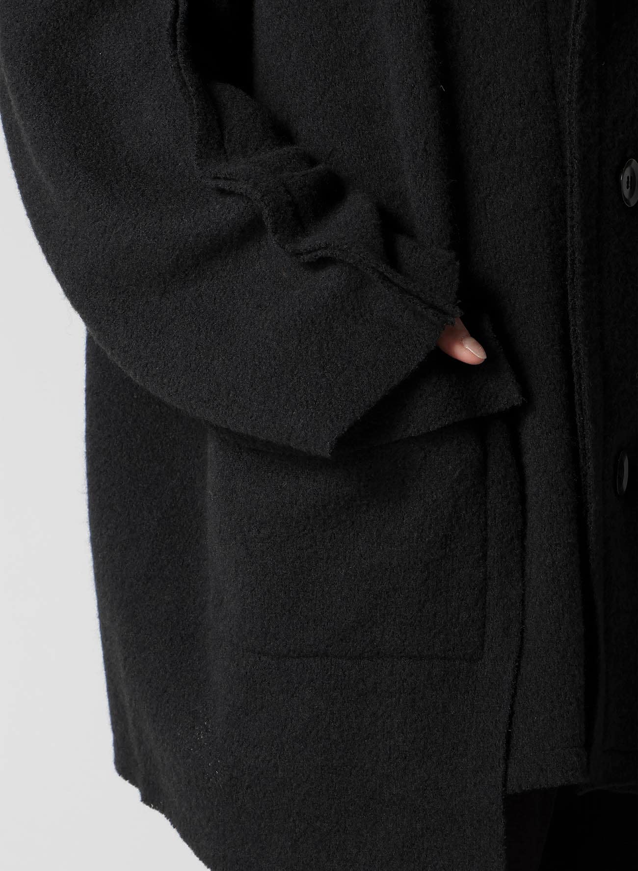 BRUSHED BOUCLE SEAM DETAIL PEA COAT