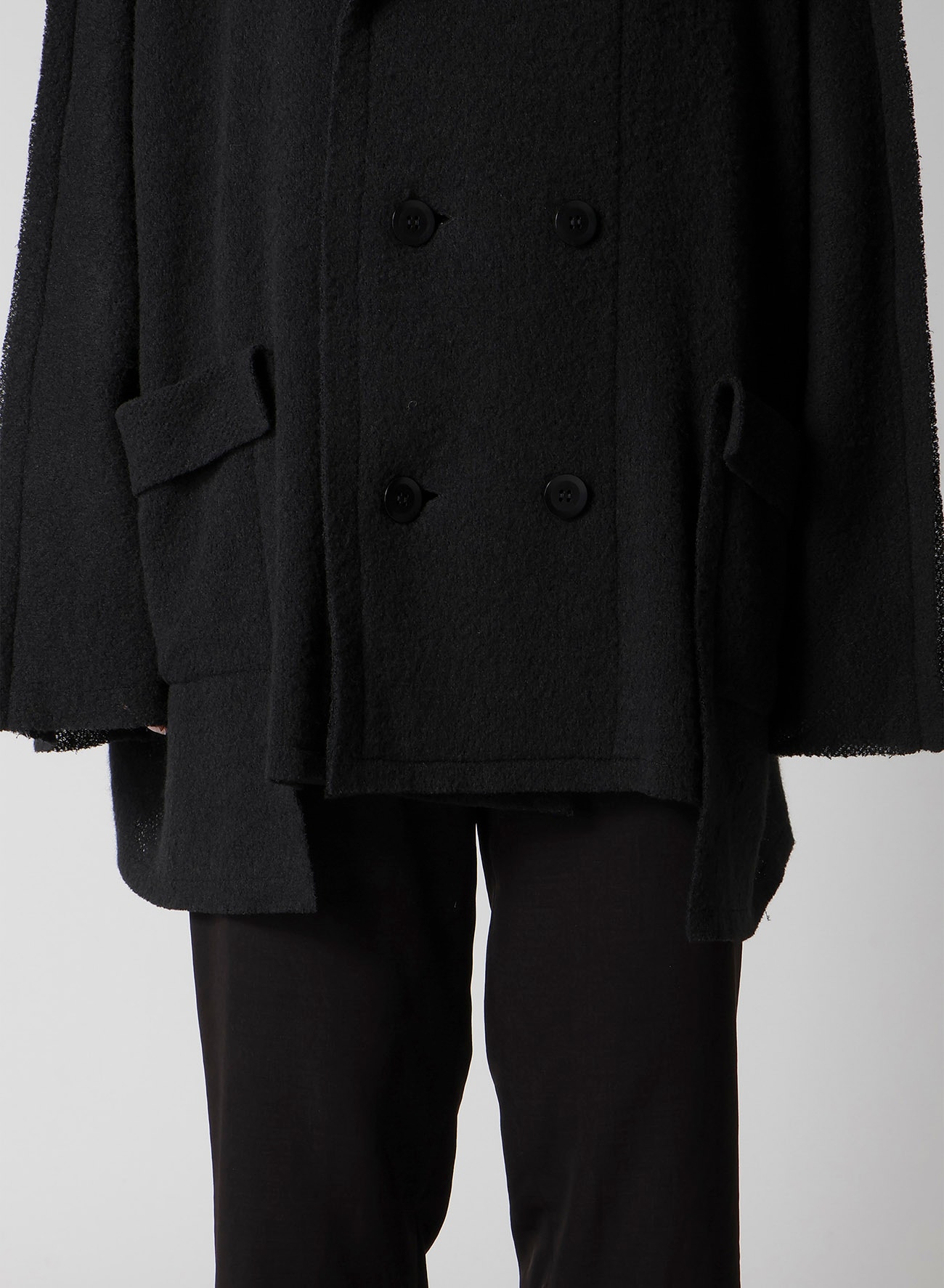 BRUSHED BOUCLE SEAM DETAIL PEA COAT