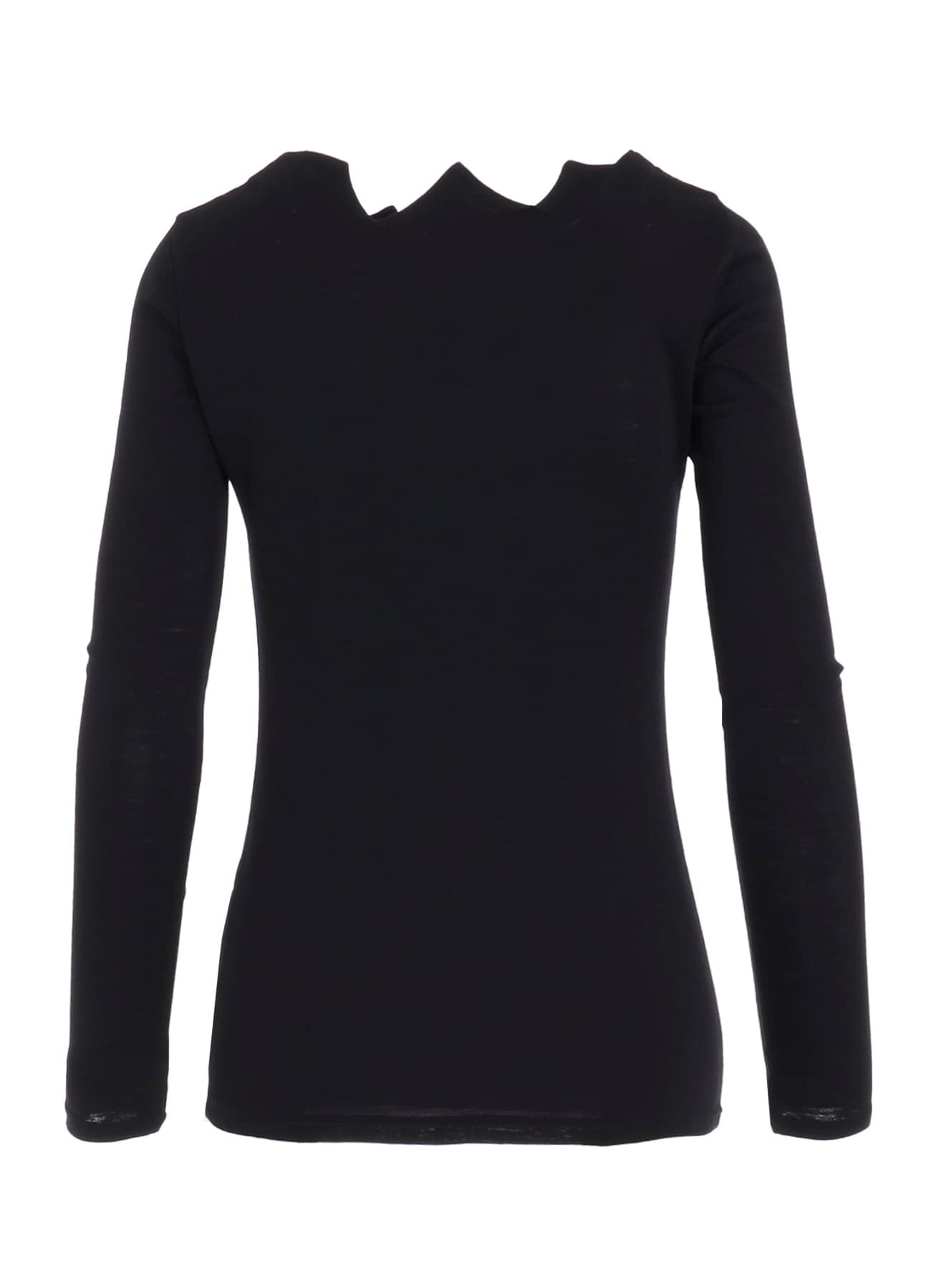 WOOL CHIFFON ZIG-ZAG NECK LINE LONG SLV T