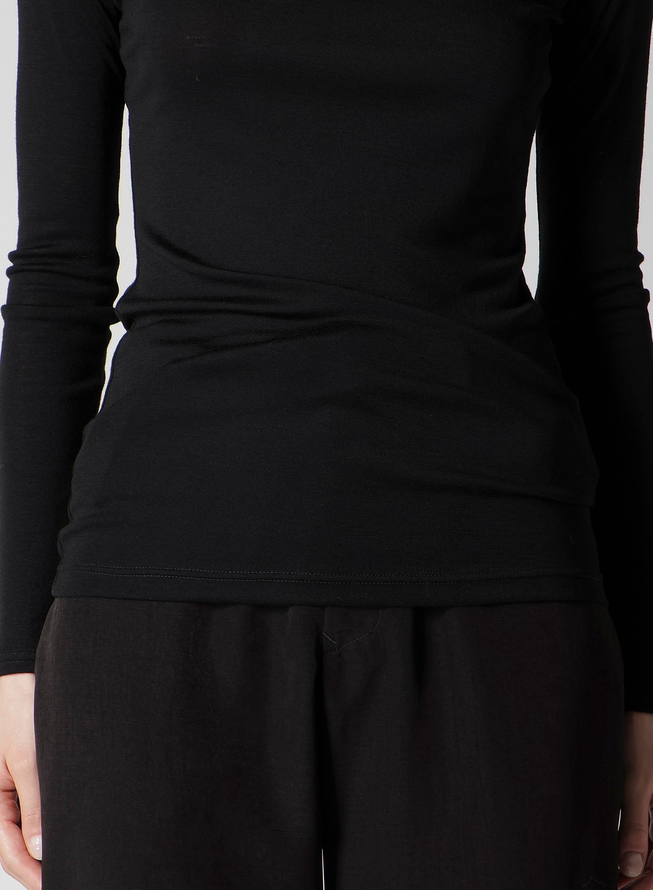 WOOL CHIFFON ZIG-ZAG NECK LINE LONG SLV T
