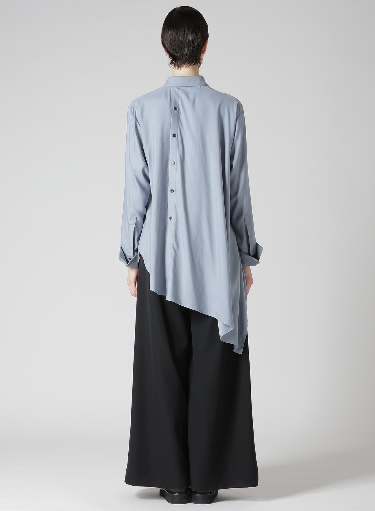 Ry LAWN UNBALANCE DRAPED BLOUSE