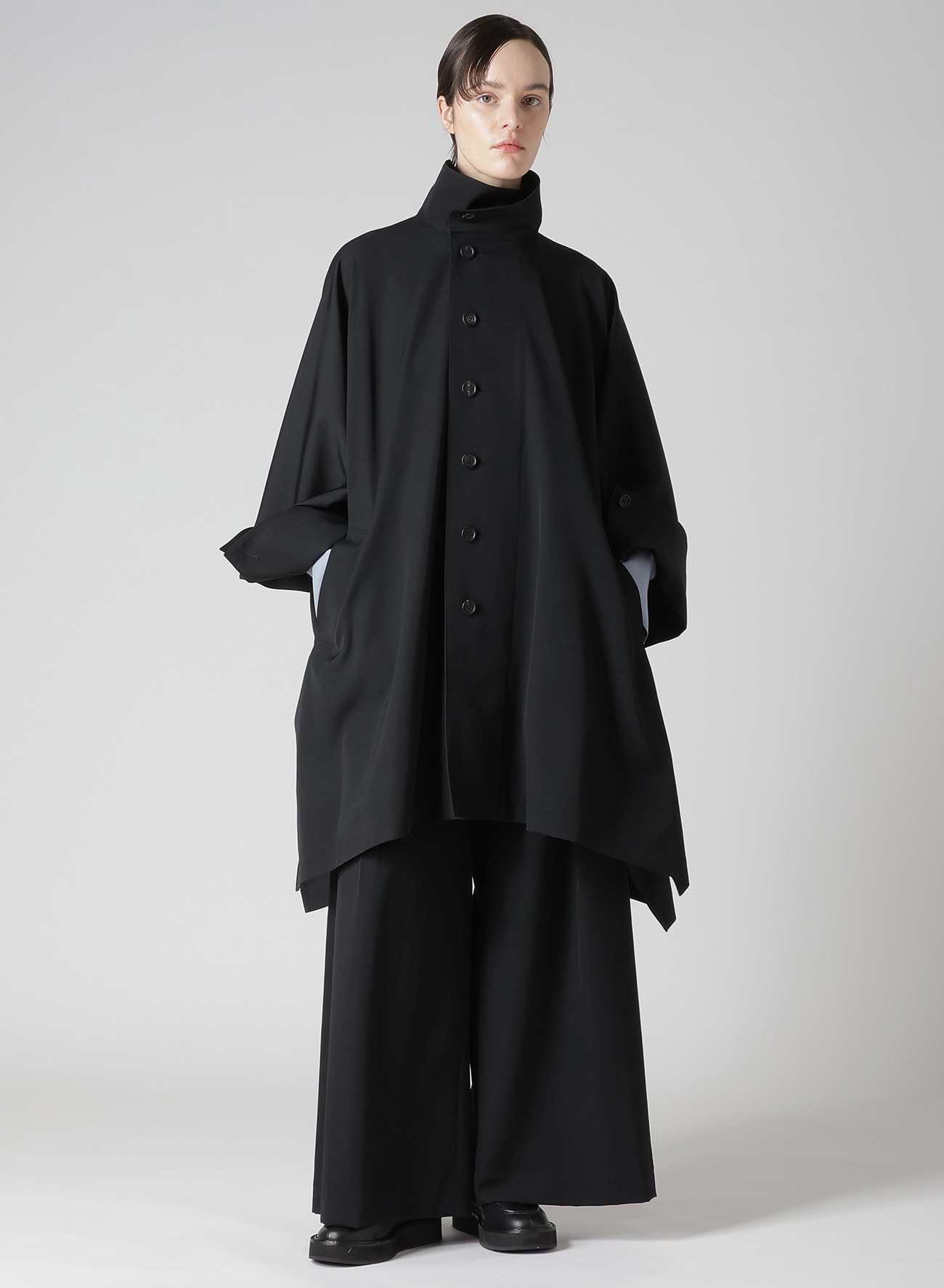 GABARDINE HIGH NECK COAT