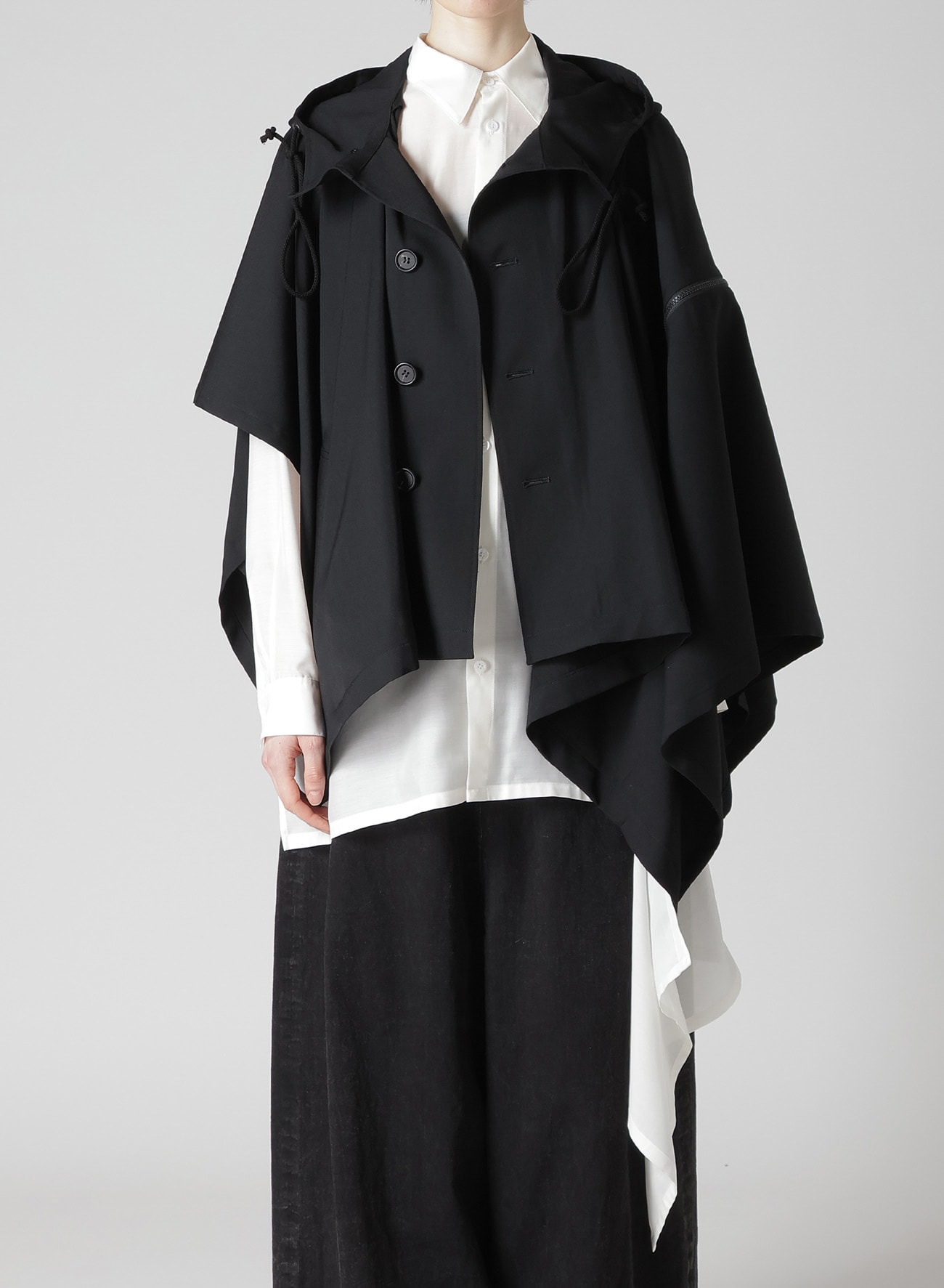 GABARDINE HODDED CAPE COAT