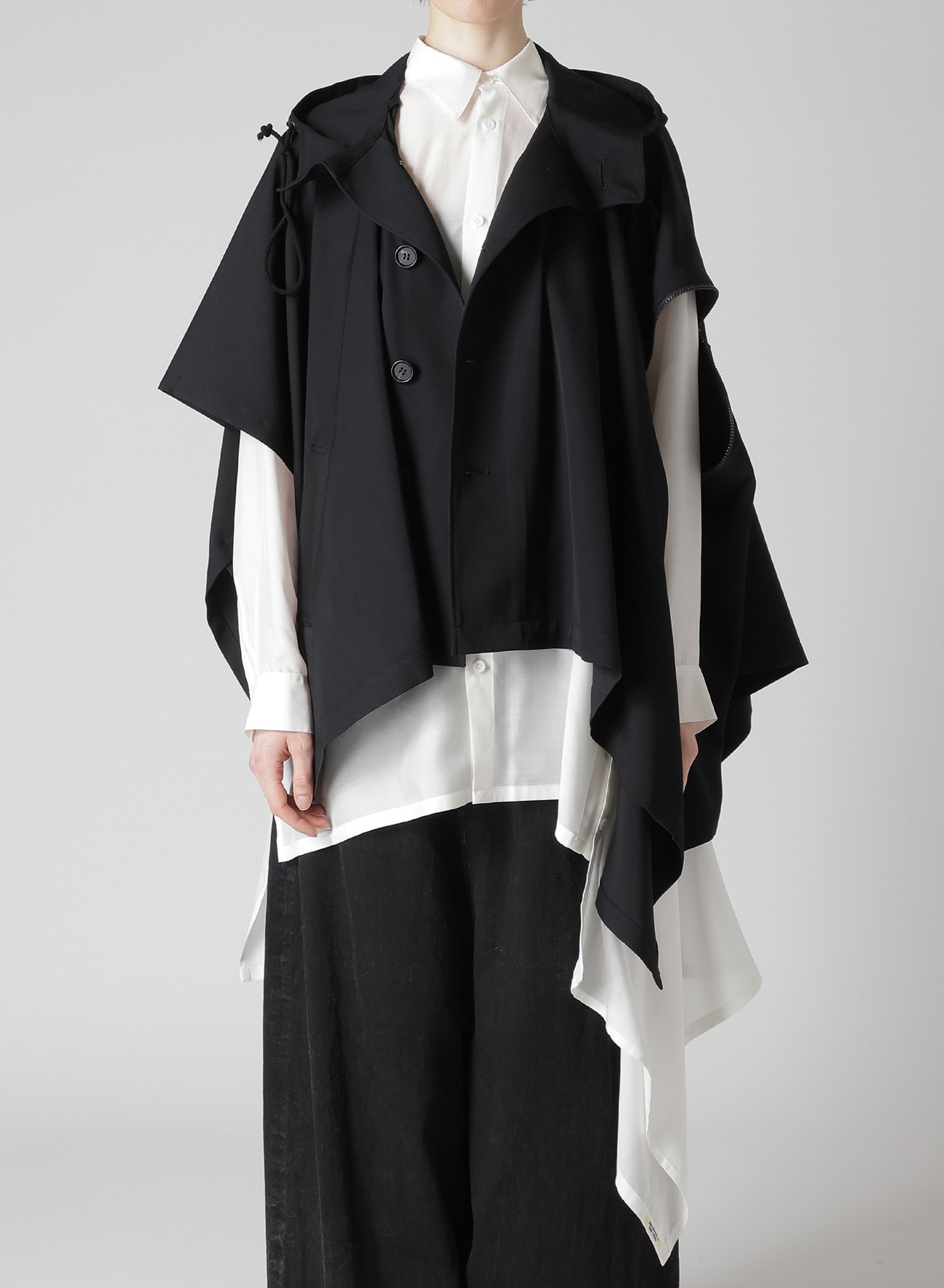 GABARDINE HODDED CAPE COAT