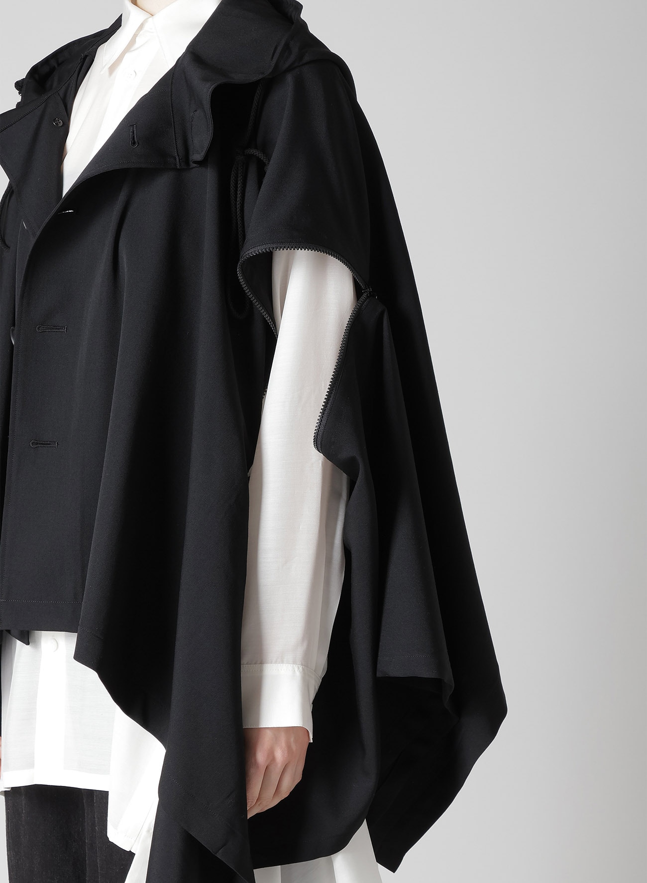 GABARDINE HODDED CAPE COAT