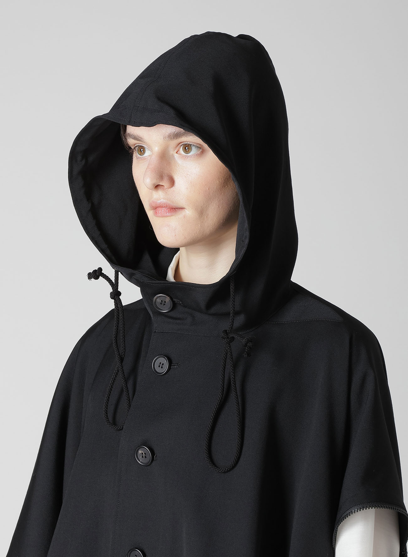 GABARDINE HODDED CAPE COAT