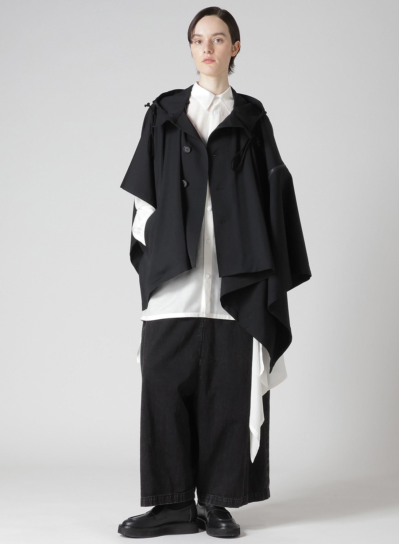 GABARDINE HODDED CAPE COAT