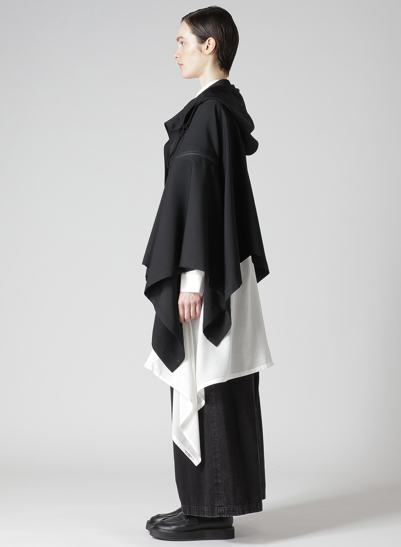 GABARDINE HODDED CAPE COAT