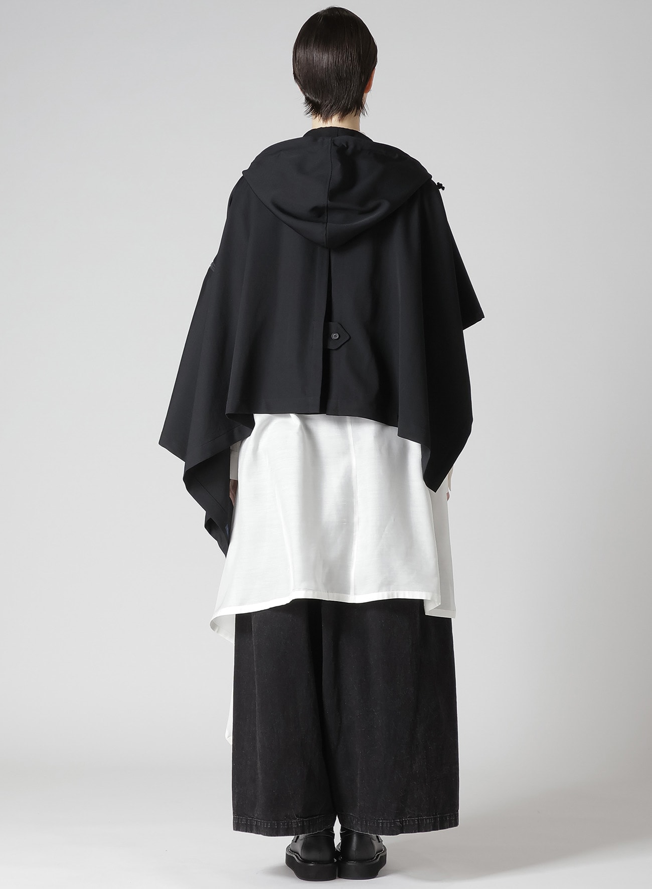 GABARDINE HODDED CAPE COAT