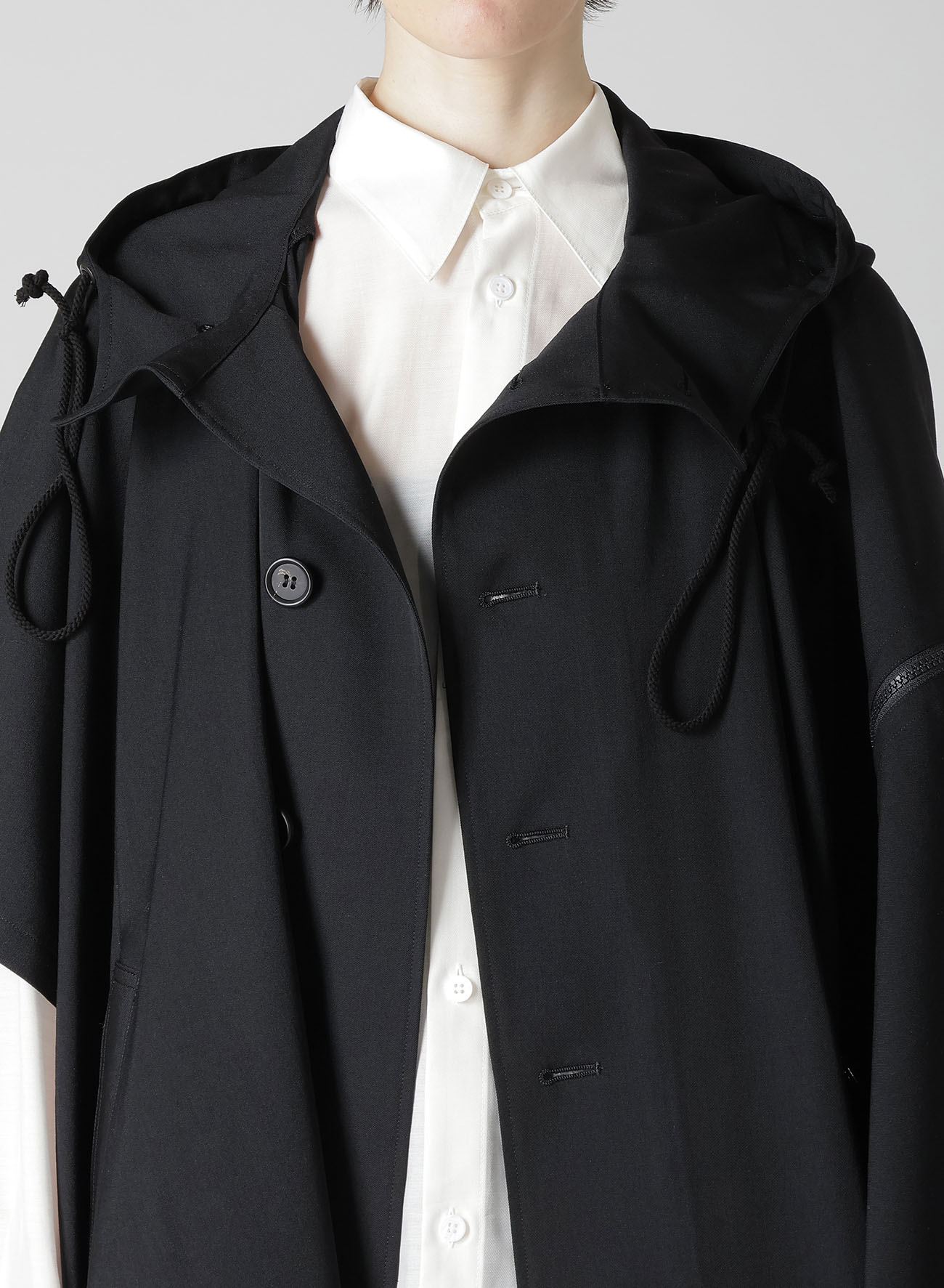 GABARDINE HODDED CAPE COAT