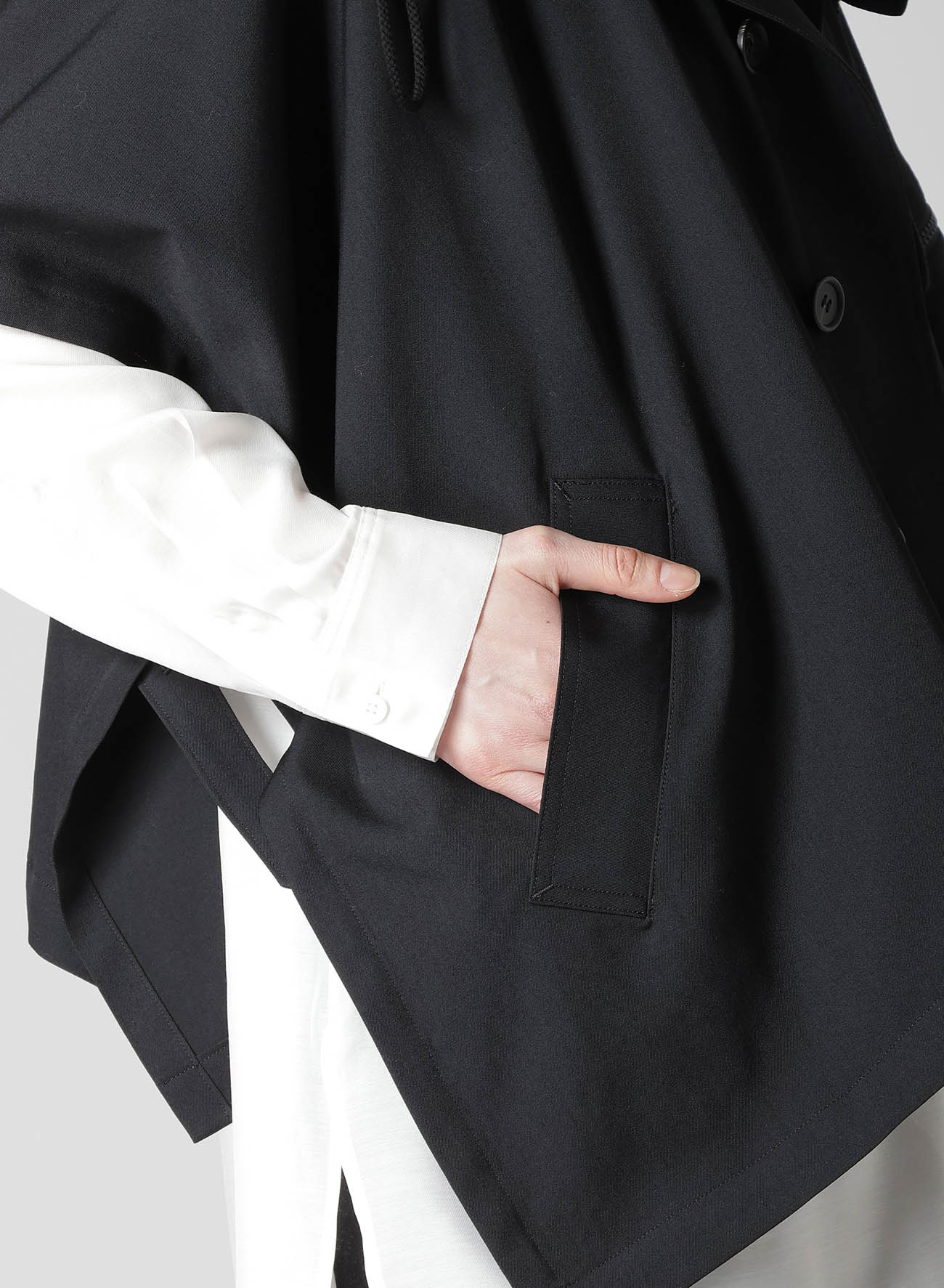 GABARDINE HODDED CAPE COAT