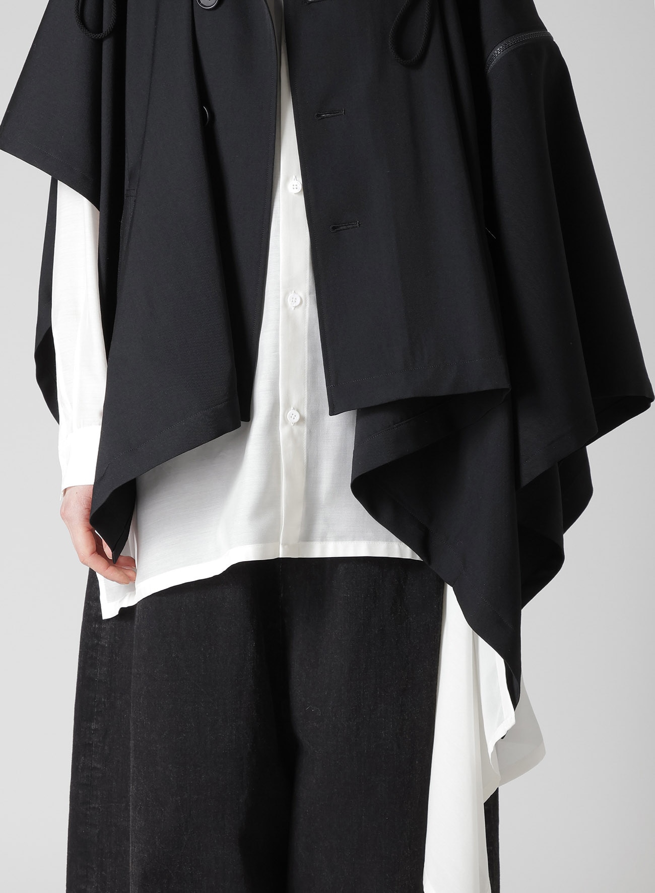 GABARDINE HODDED CAPE COAT
