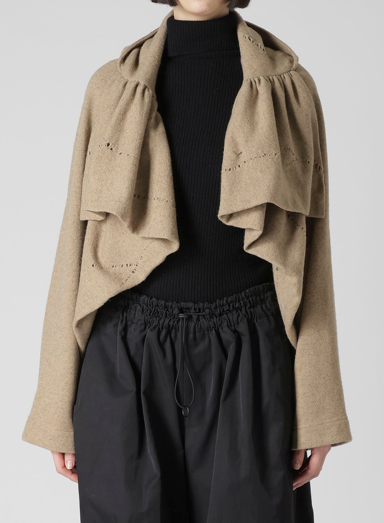 W DETAIL JERSEY SHIRRING DETAIL JACKET