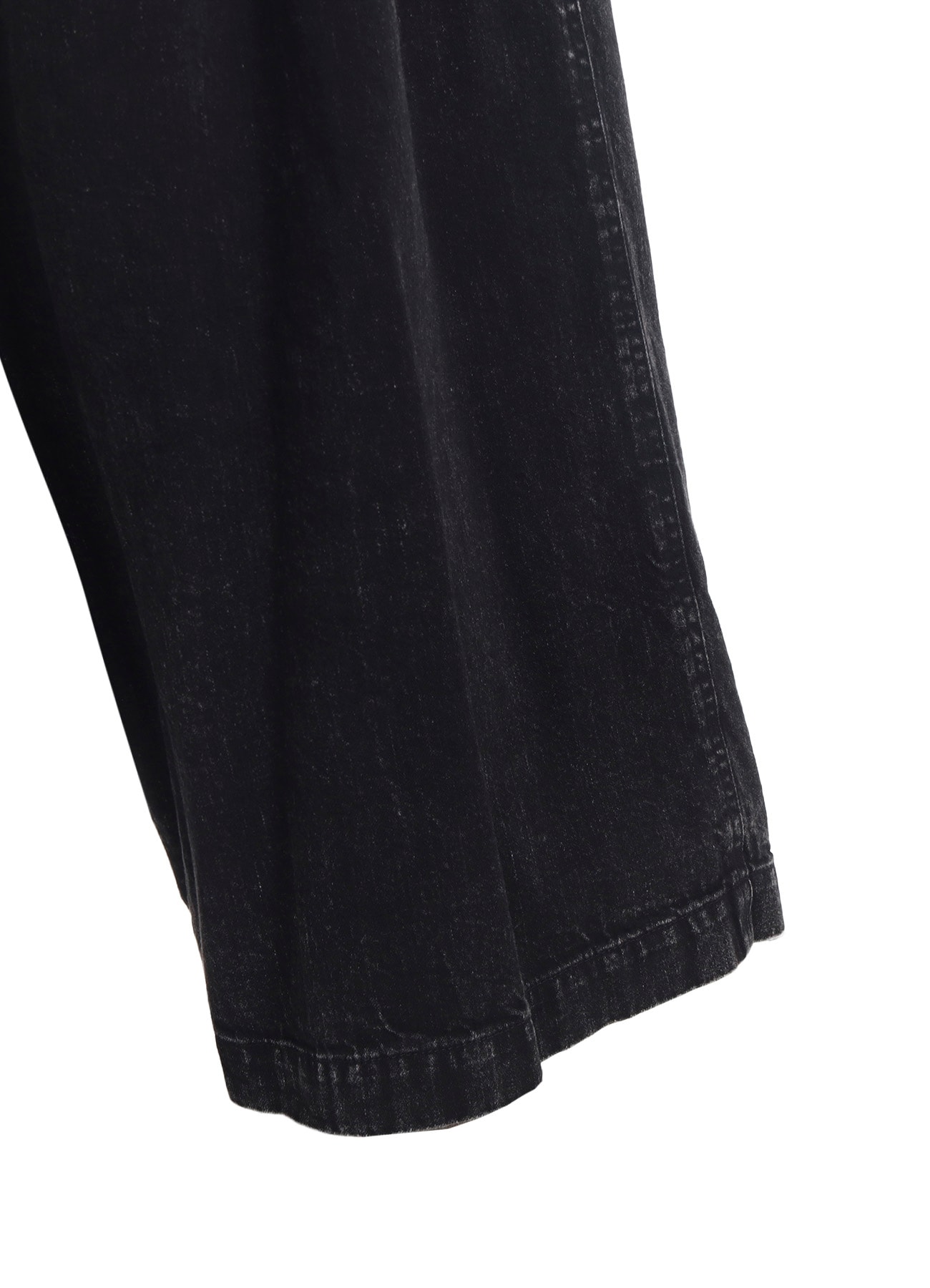 PERMANGANATE BLEACHED DENIM BACKSIDE FLARED WIDE PANTS