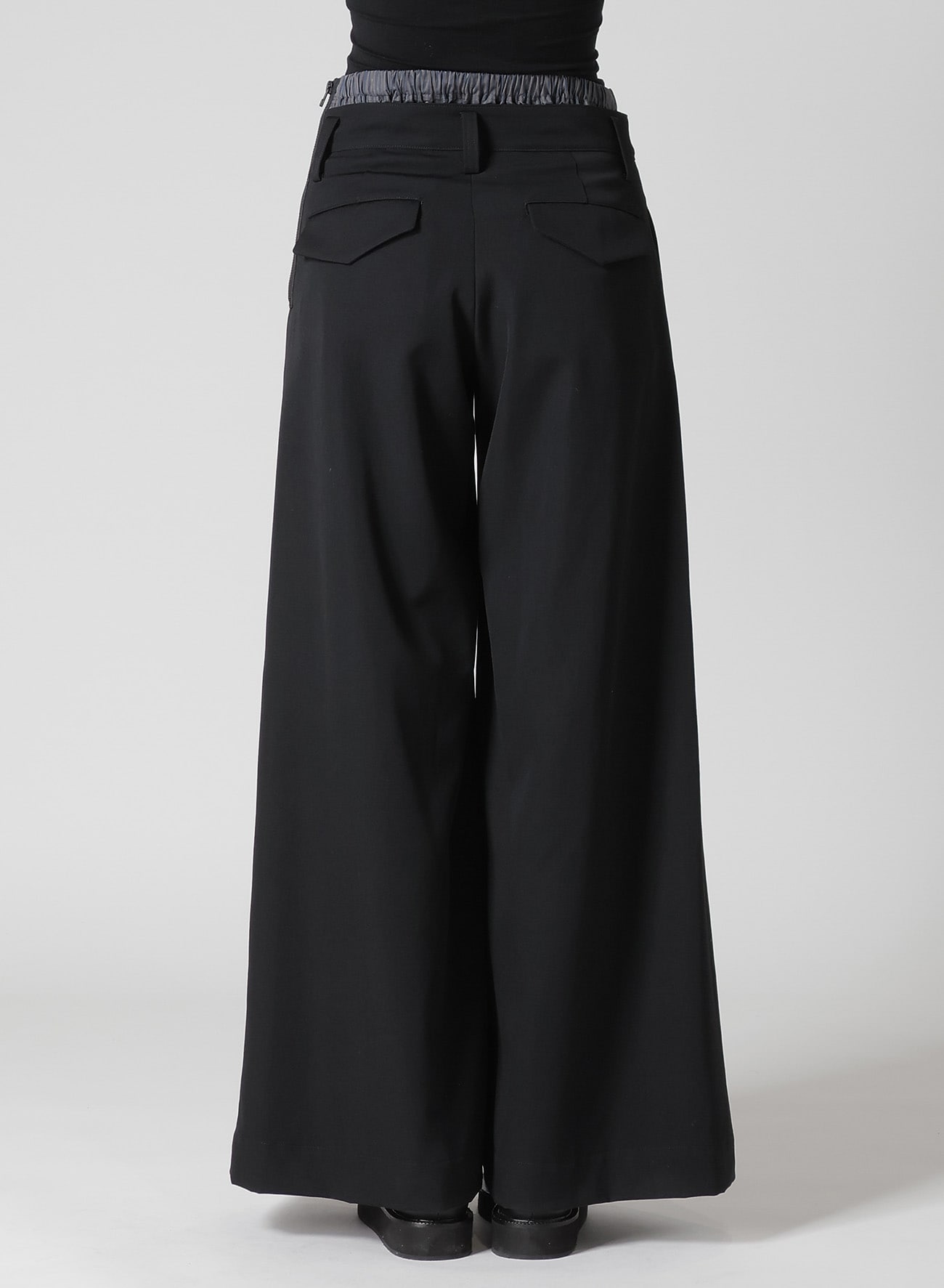 GABARDINE LAYERED-LIKE WIDE PANTS