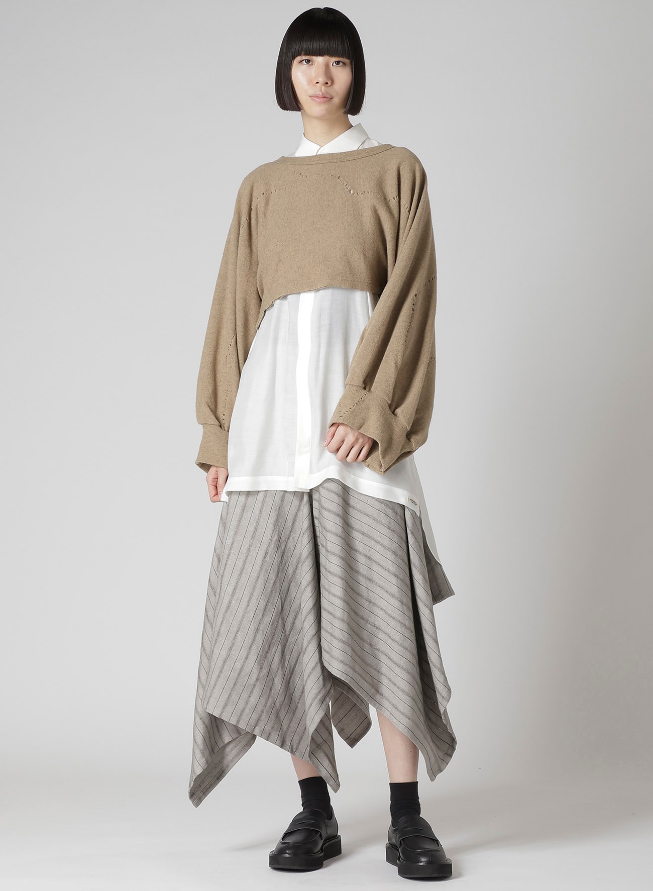 C/Li STRIPE ASYMMETRIC SKIRT