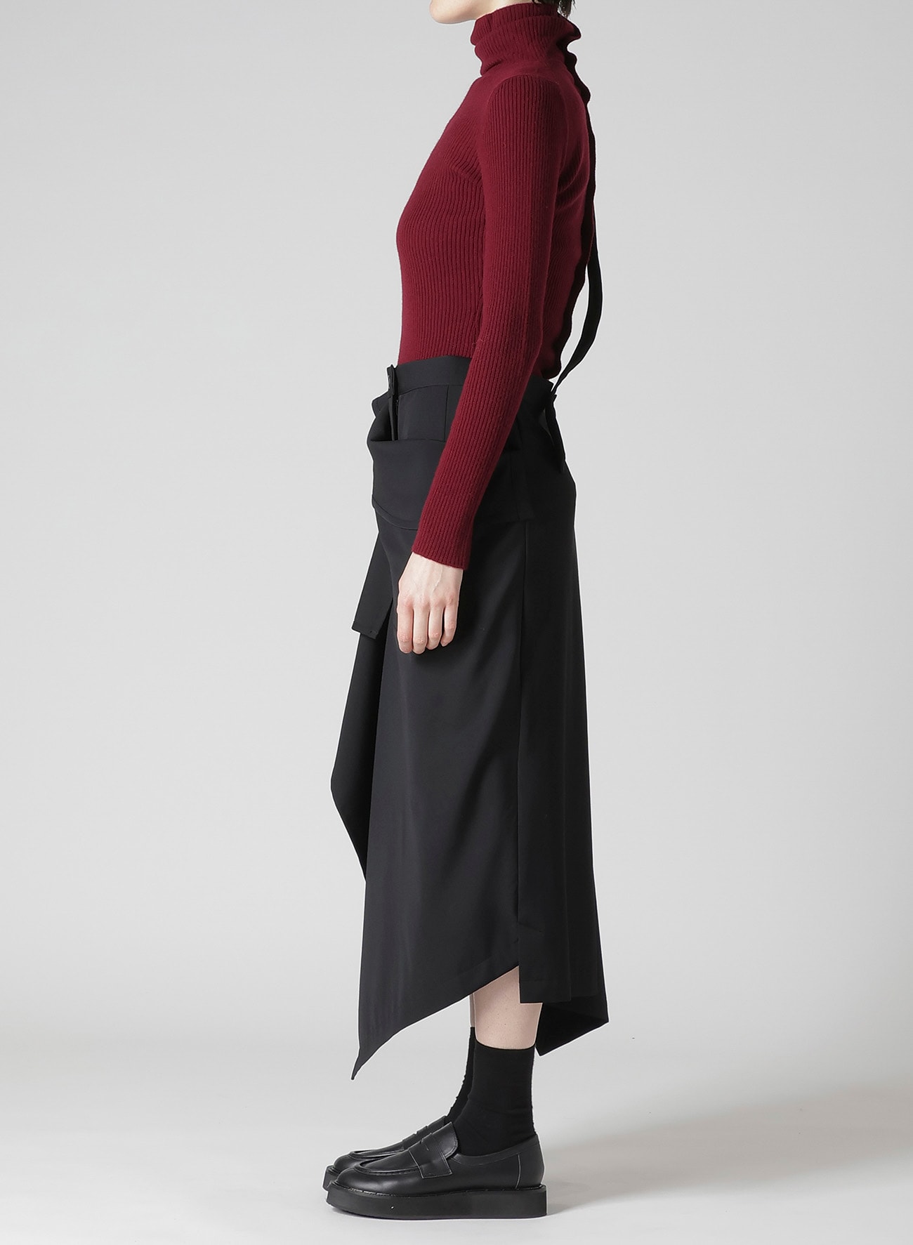 GABARDINE 2WAY SUSPENDER SKIRT