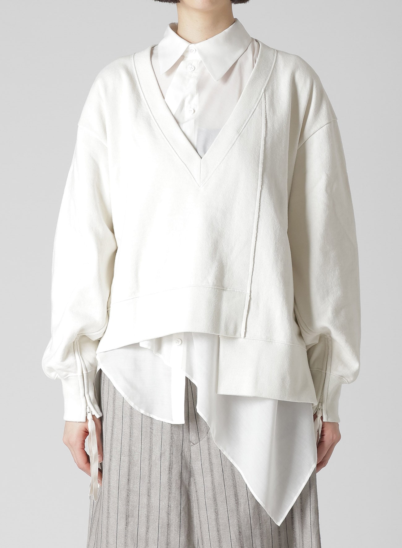 COTTON FRENCH TERRY SIDE ZIP D PULLOVER