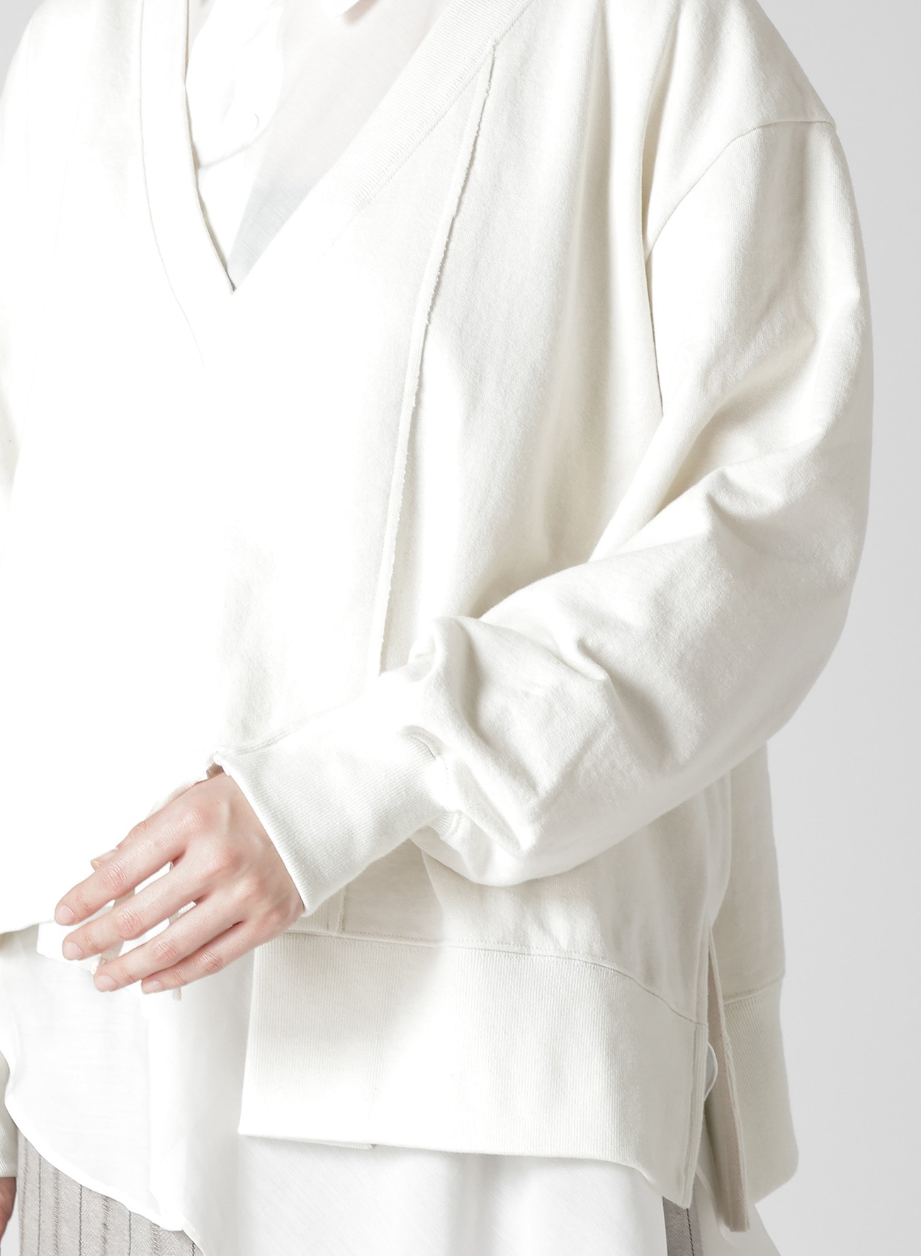 COTTON FRENCH TERRY SIDE ZIP D PULLOVER