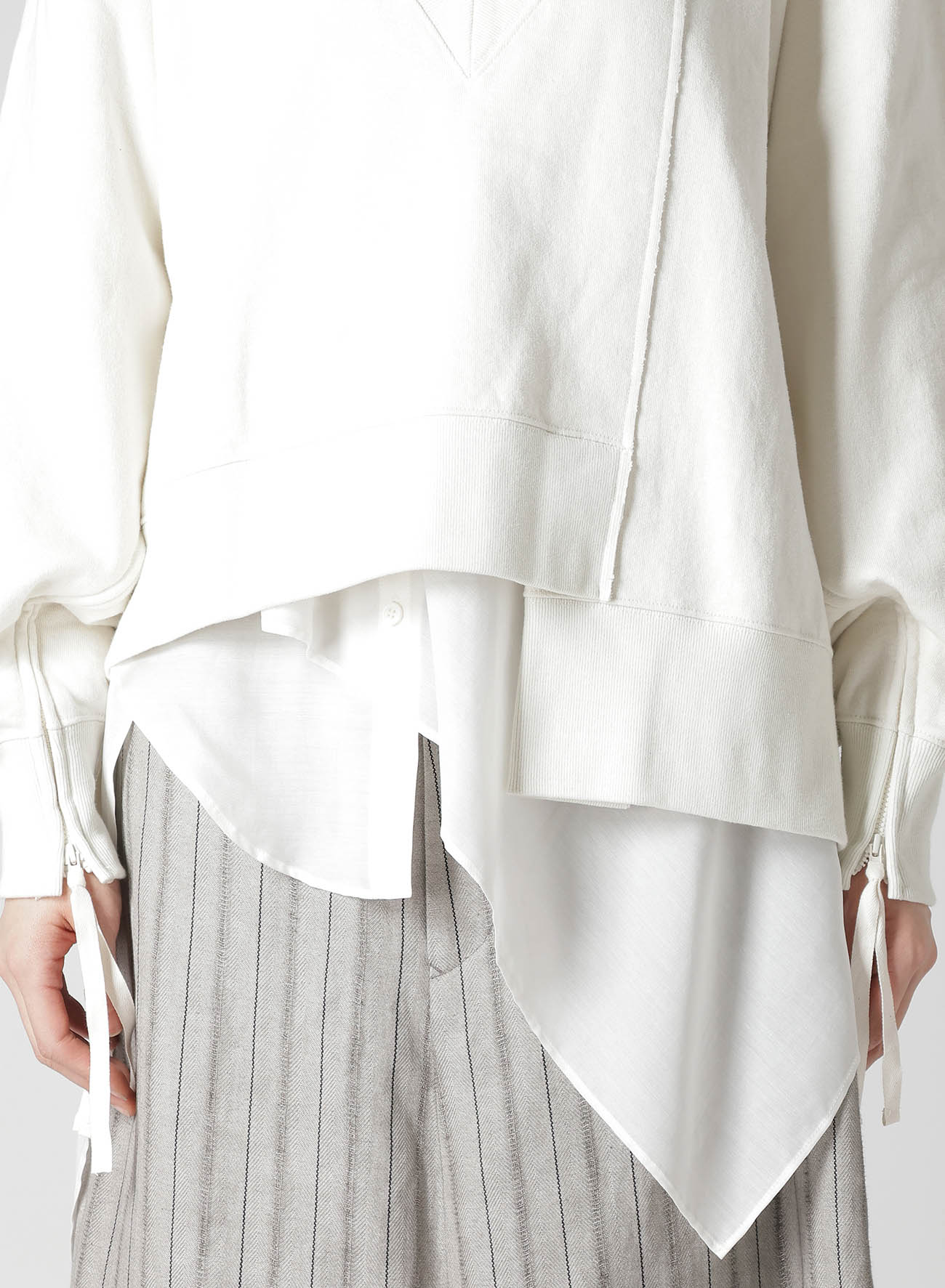 COTTON FRENCH TERRY SIDE ZIP D PULLOVER