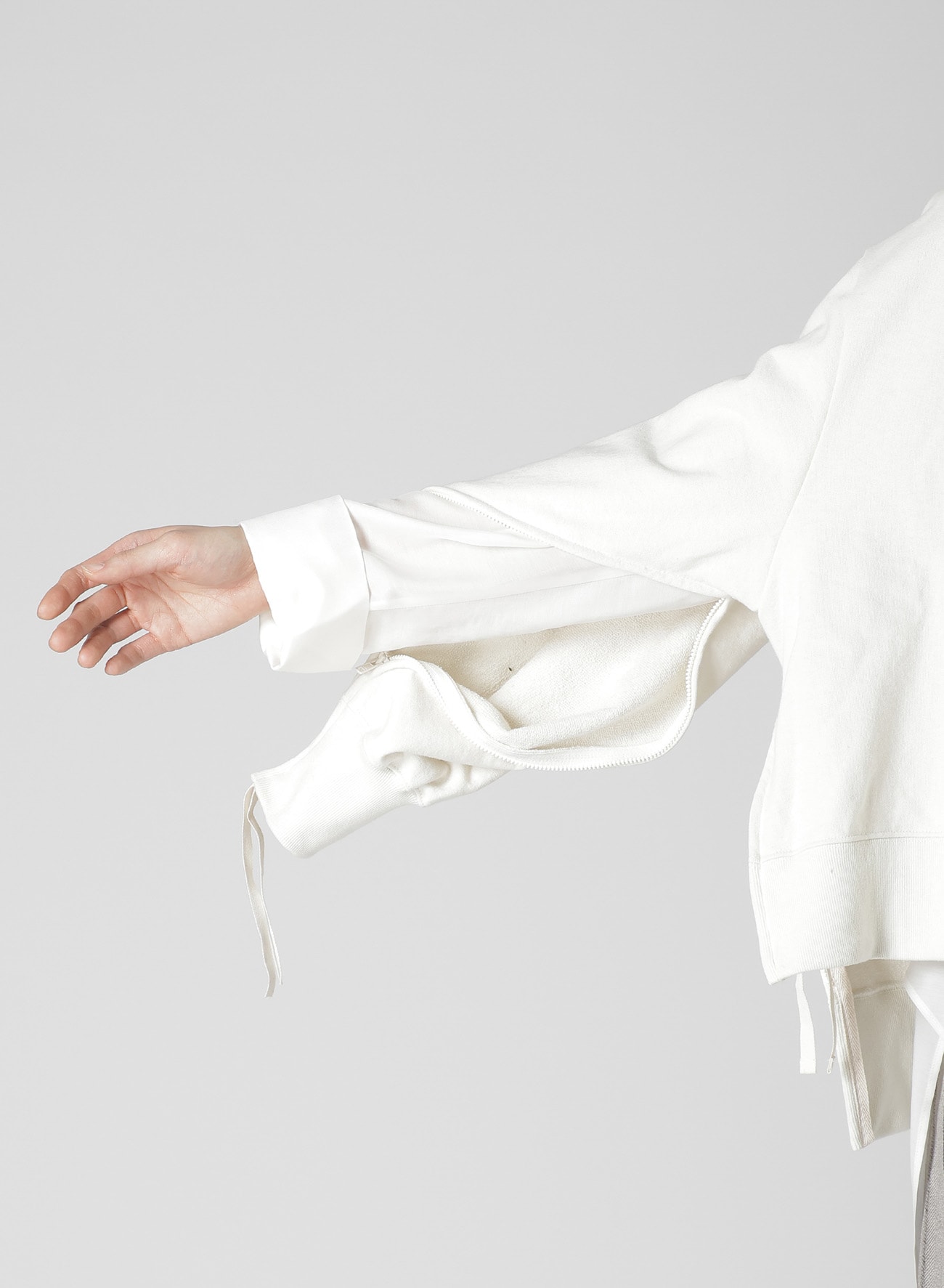 COTTON FRENCH TERRY SIDE ZIP D PULLOVER