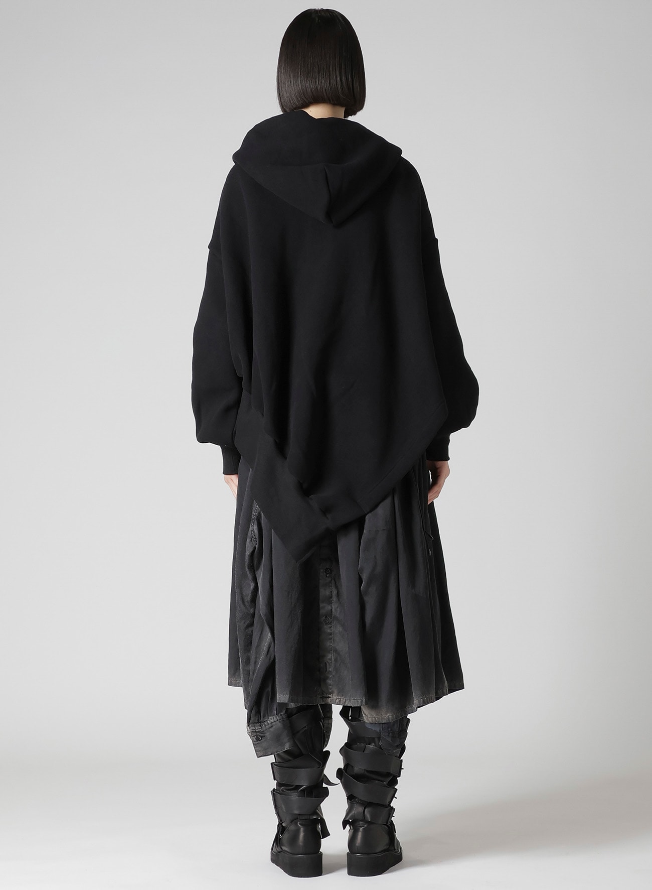 Liy/C BRUSHED FRENCH TERRY UNBALANCED HOODIE A