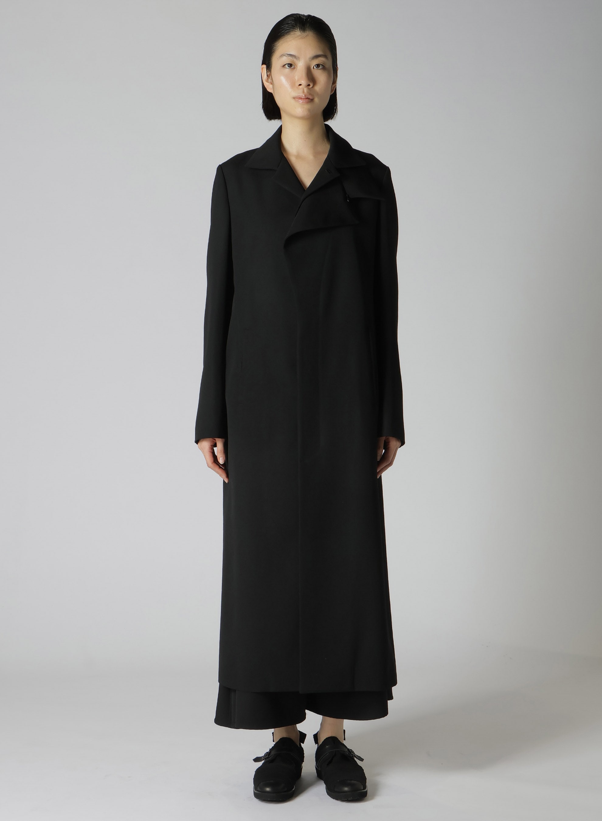 2/60 WOOL GABARDINE R DOUBLE LAYERED LONG COAT