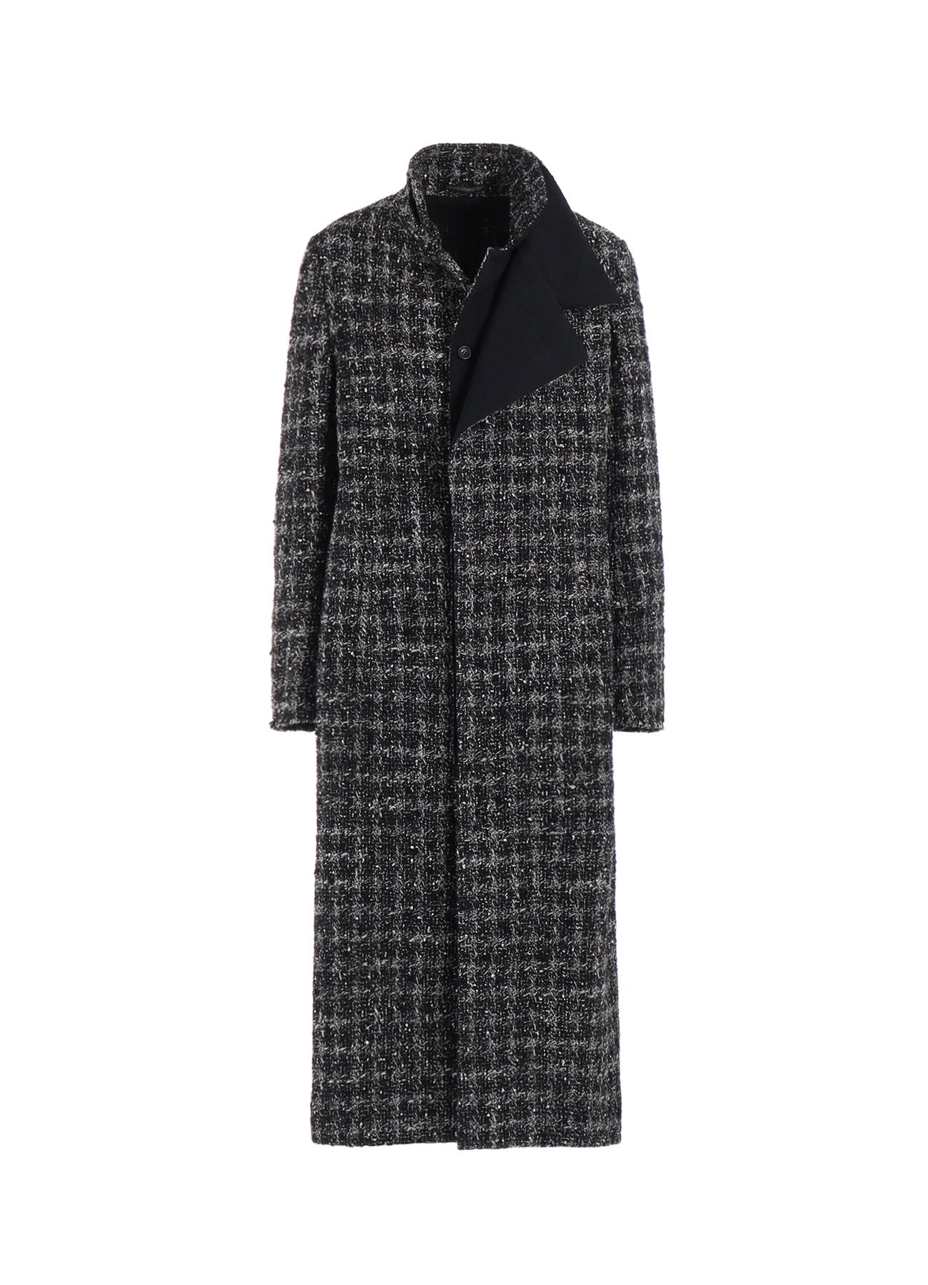 GREY HOUNDSTOOTH R DOUBLE LAYERED LONG COAT