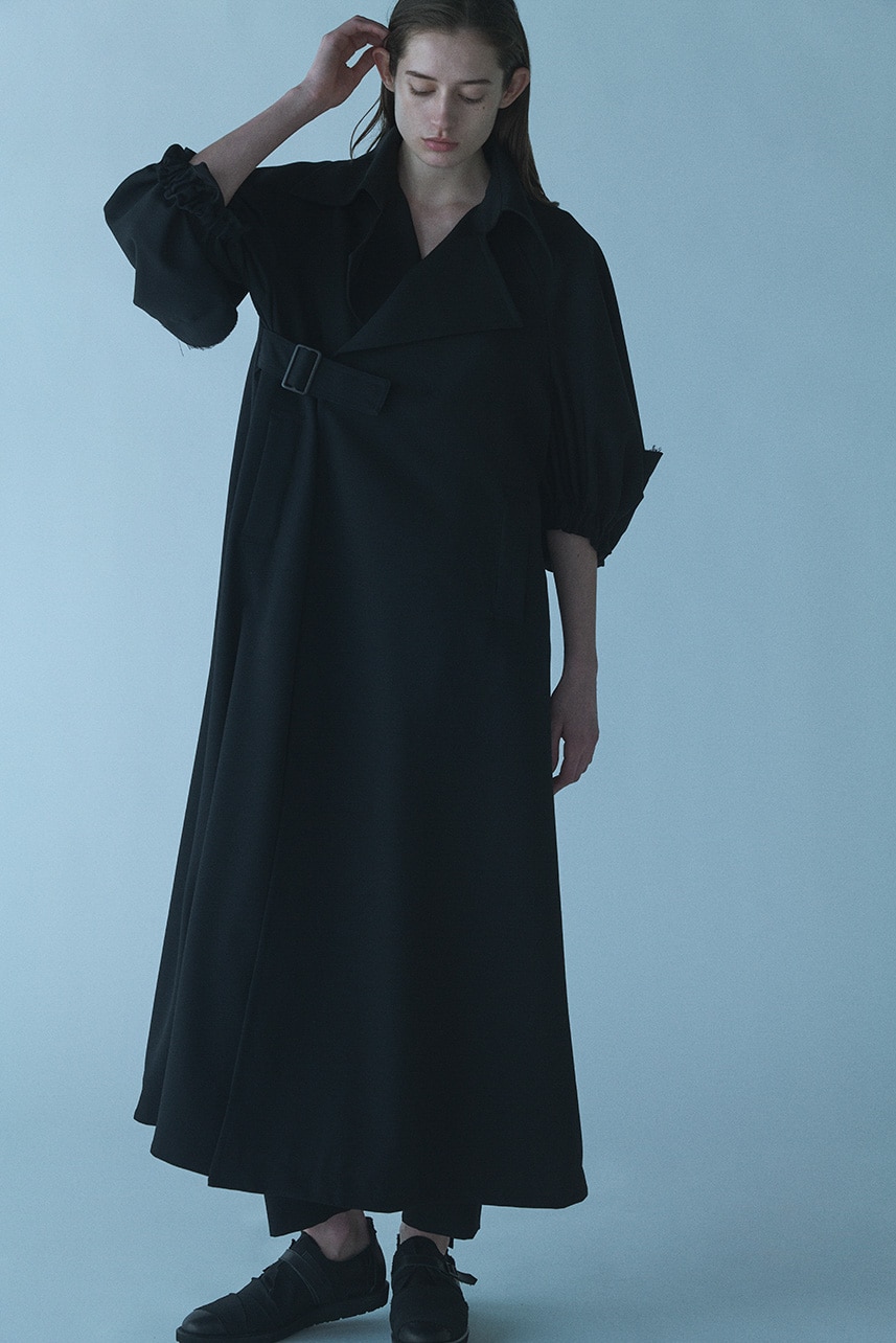 2/60 WOOL GABARDINE BALLOON SLEEVE COAT