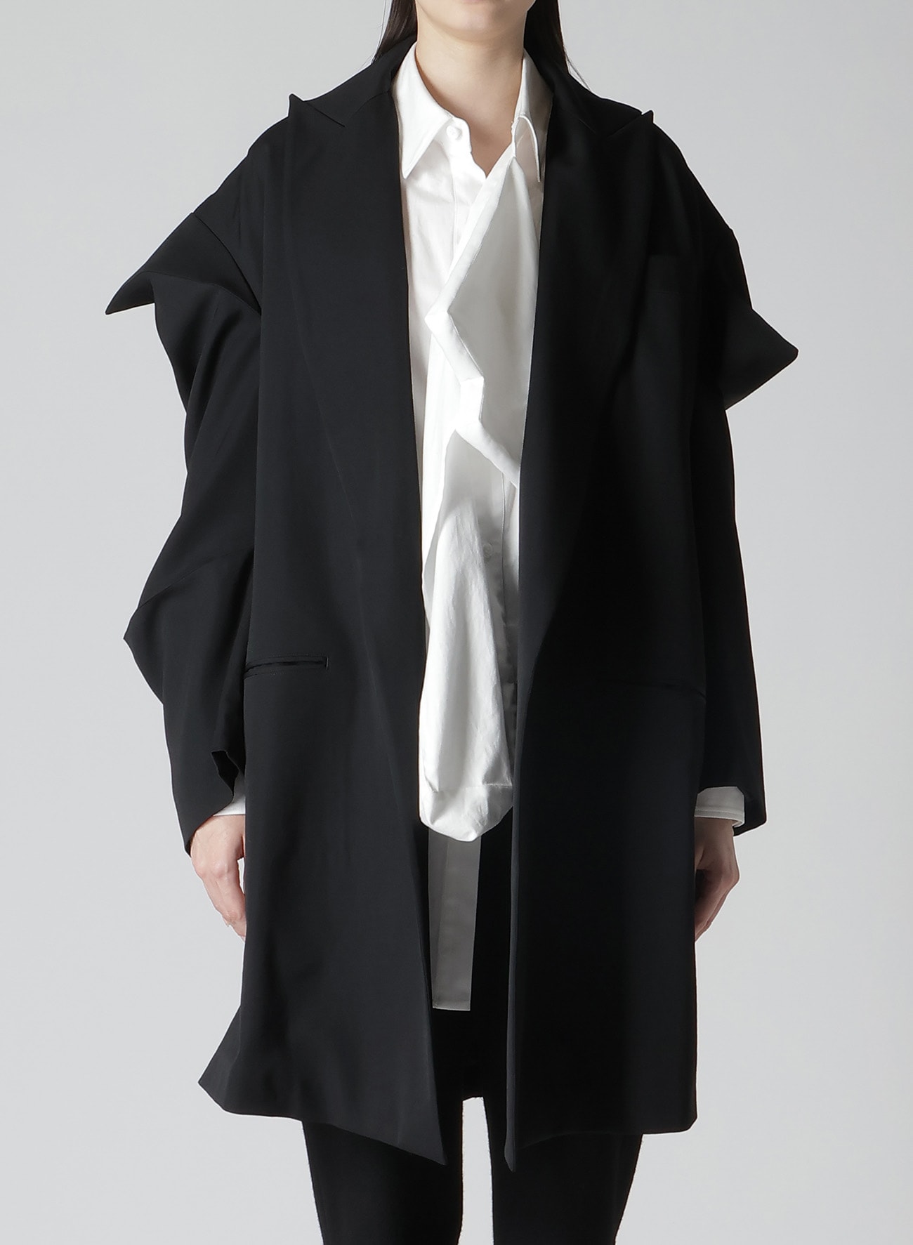 GABARDINE R BOX SLEEVE OVERSIZED COAT