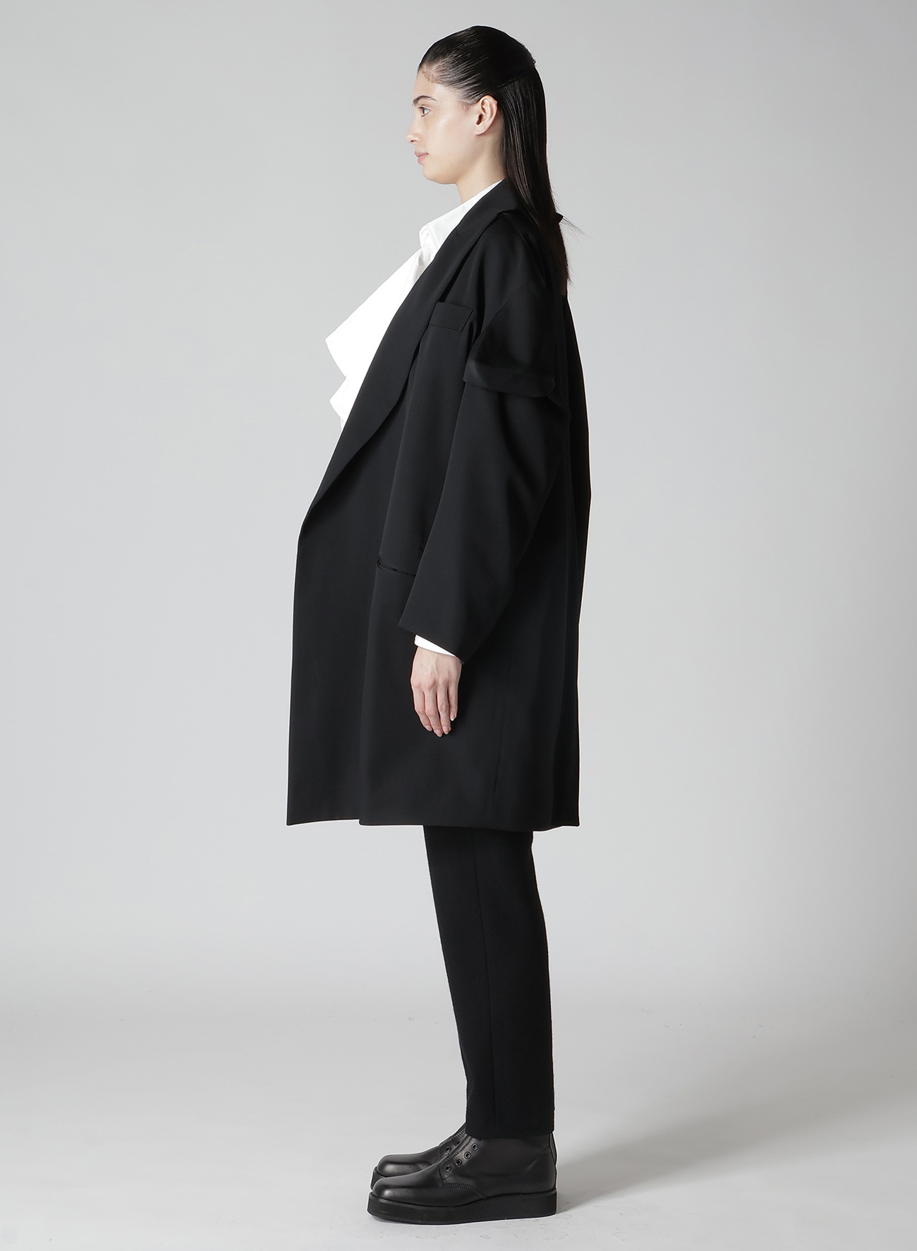 GABARDINE R BOX SLEEVE OVERSIZED COAT