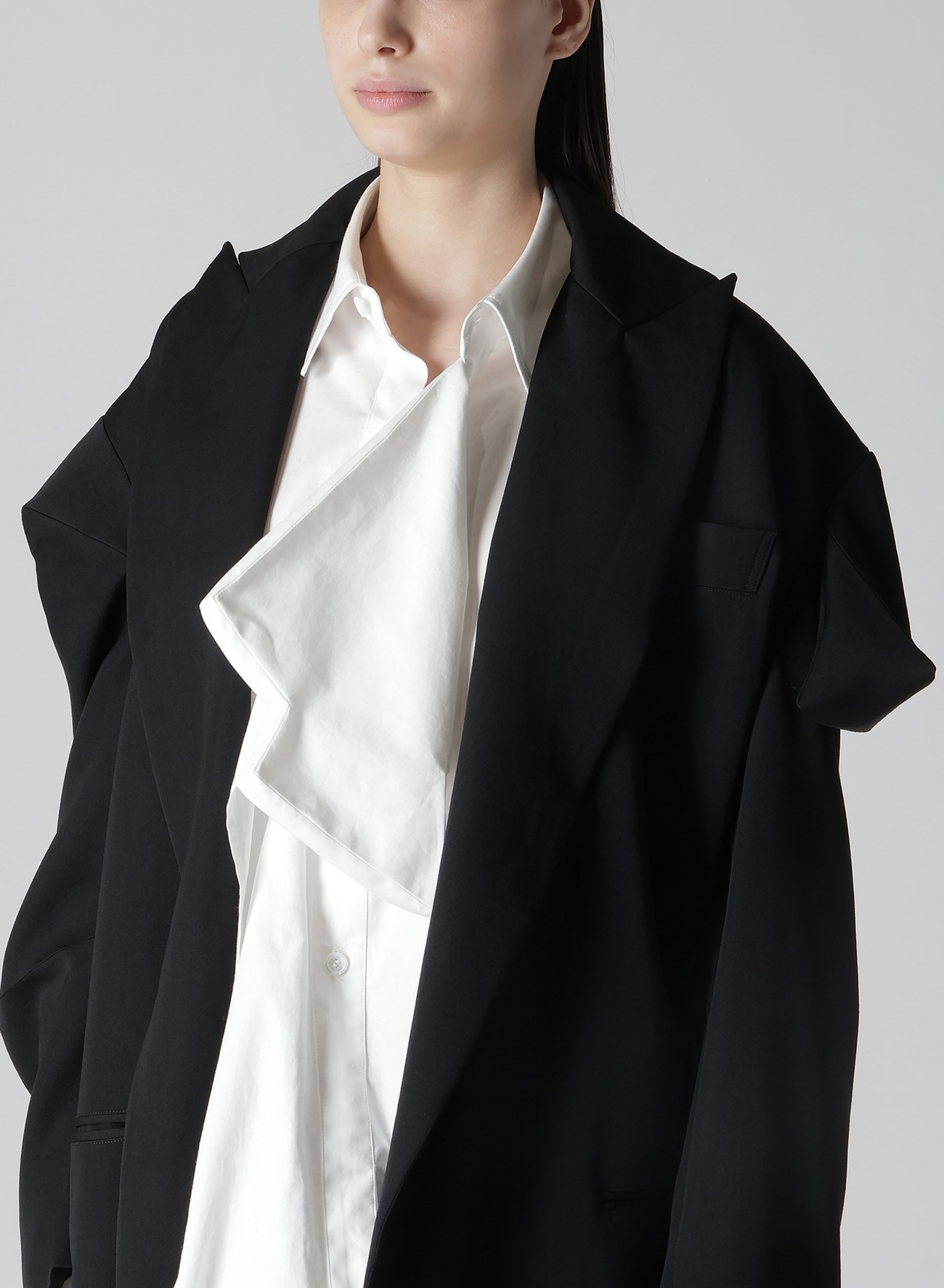 GABARDINE R BOX SLEEVE OVERSIZED COAT