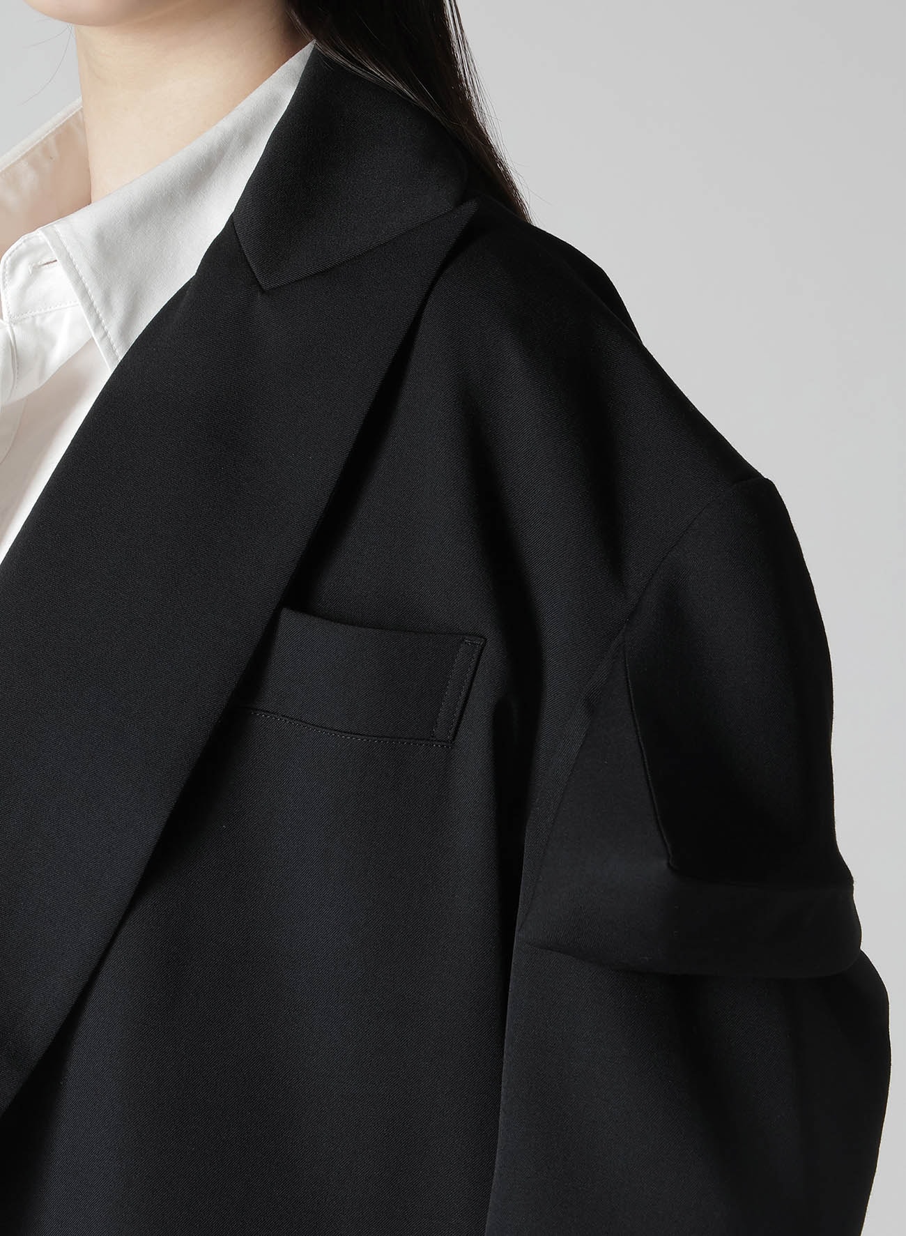 GABARDINE R BOX SLEEVE OVERSIZED COAT