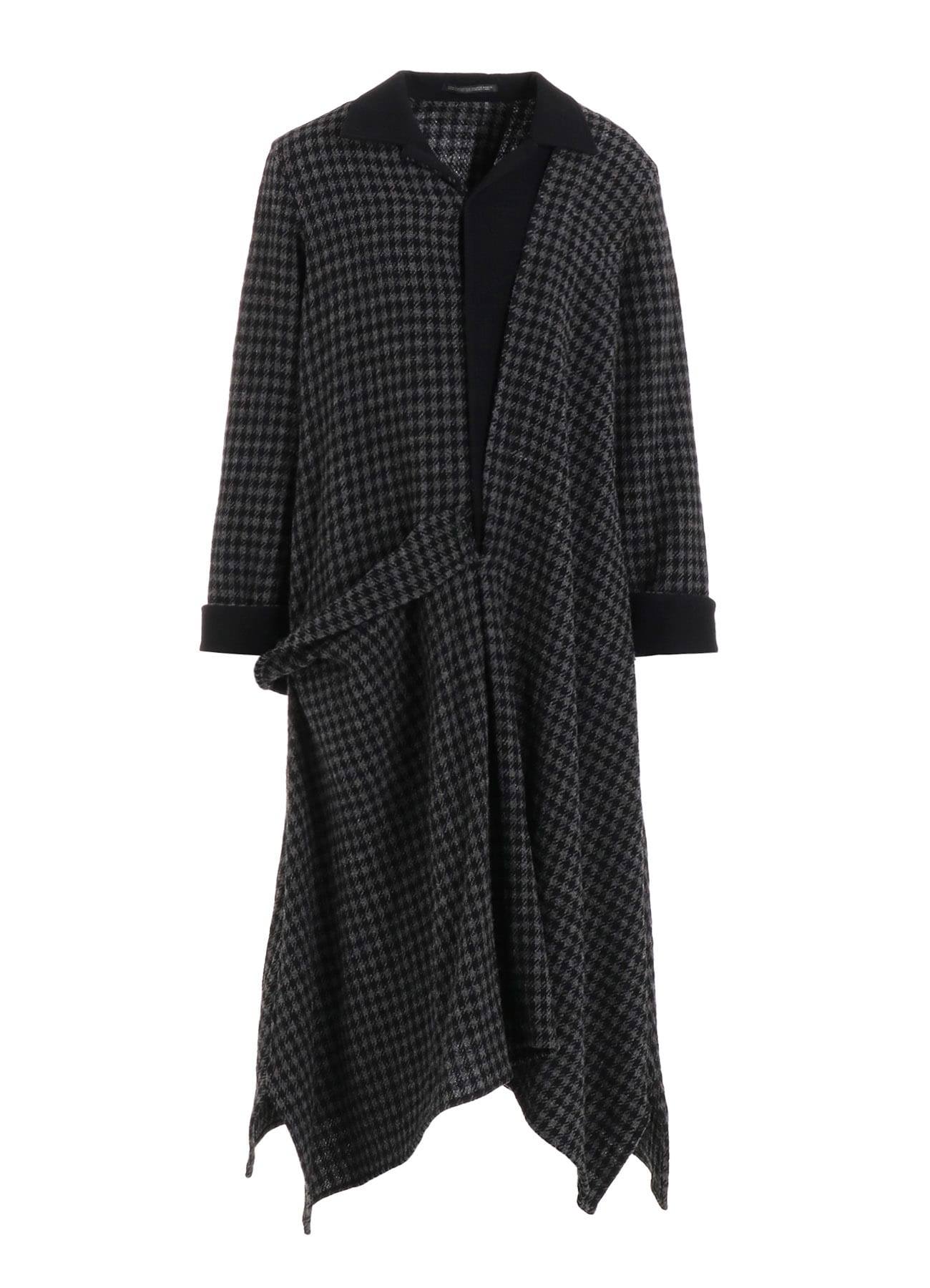 SMALL HOUNDSTOOTH R DRAPE DETAIL SHIRT DRESS