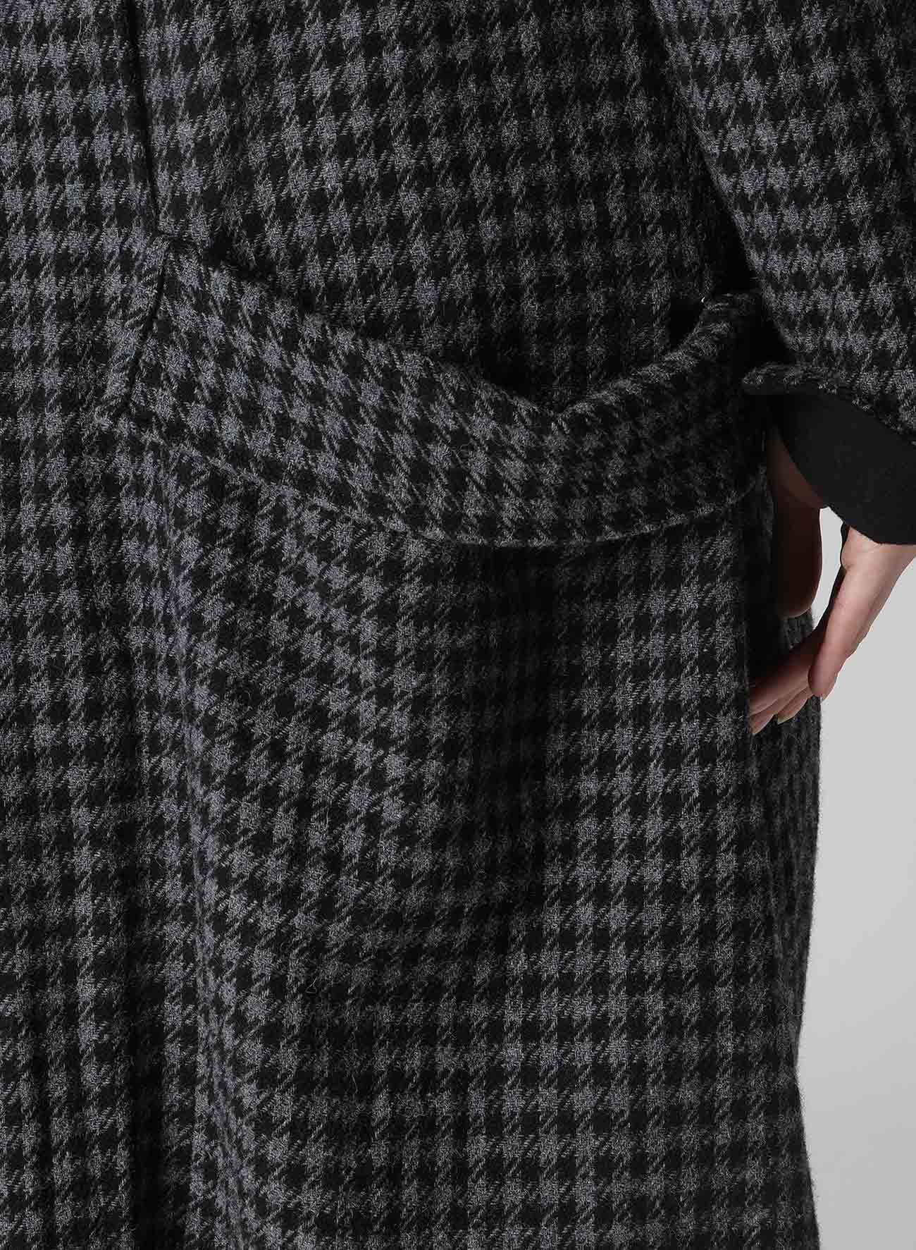 SMALL HOUNDSTOOTH R DRAPE DETAIL SHIRT DRESS