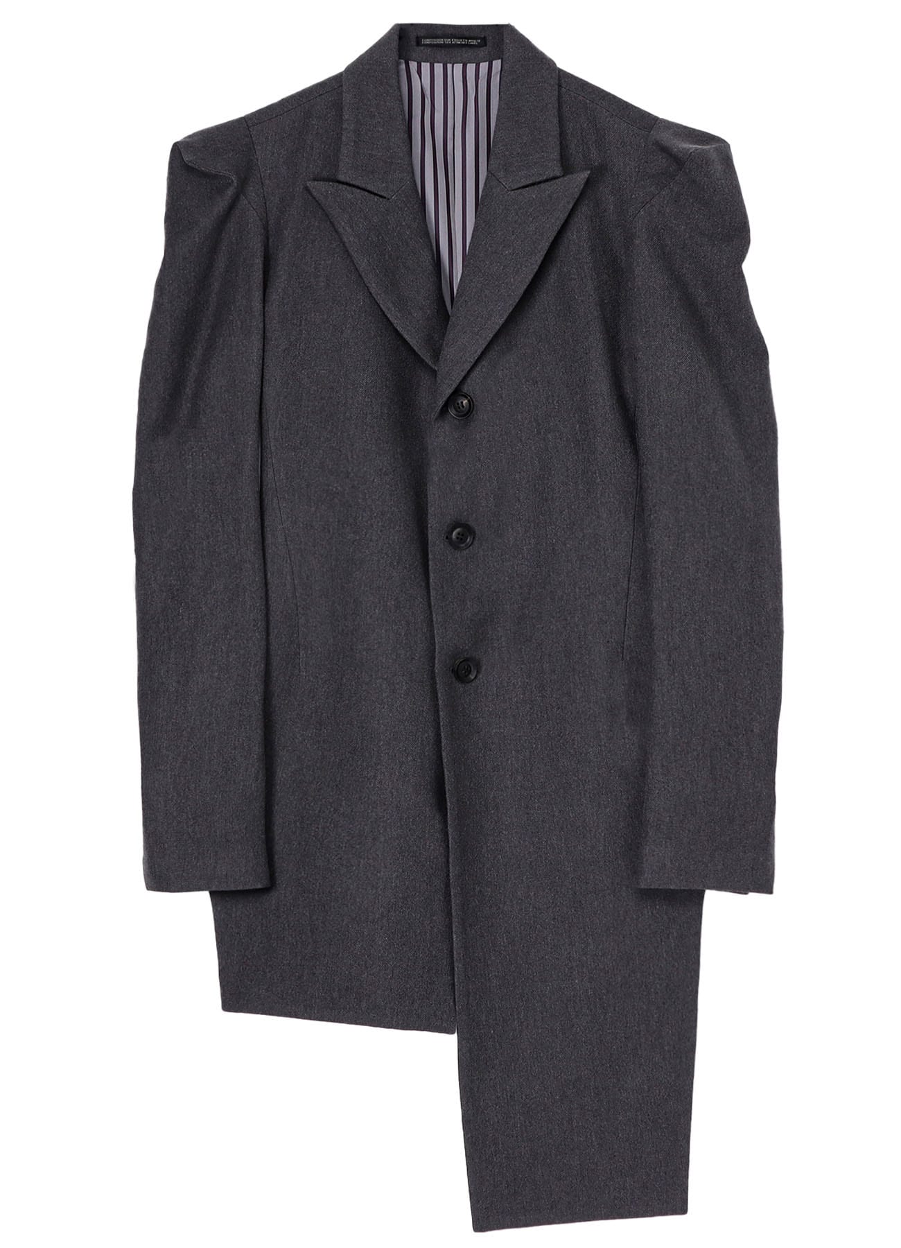 W/C TWILL WASHER SLV GUSSET UNBALANCE LONG JACKET(XS Gray): Yohji Yamamoto｜THE  SHOP YOHJI YAMAMOTO