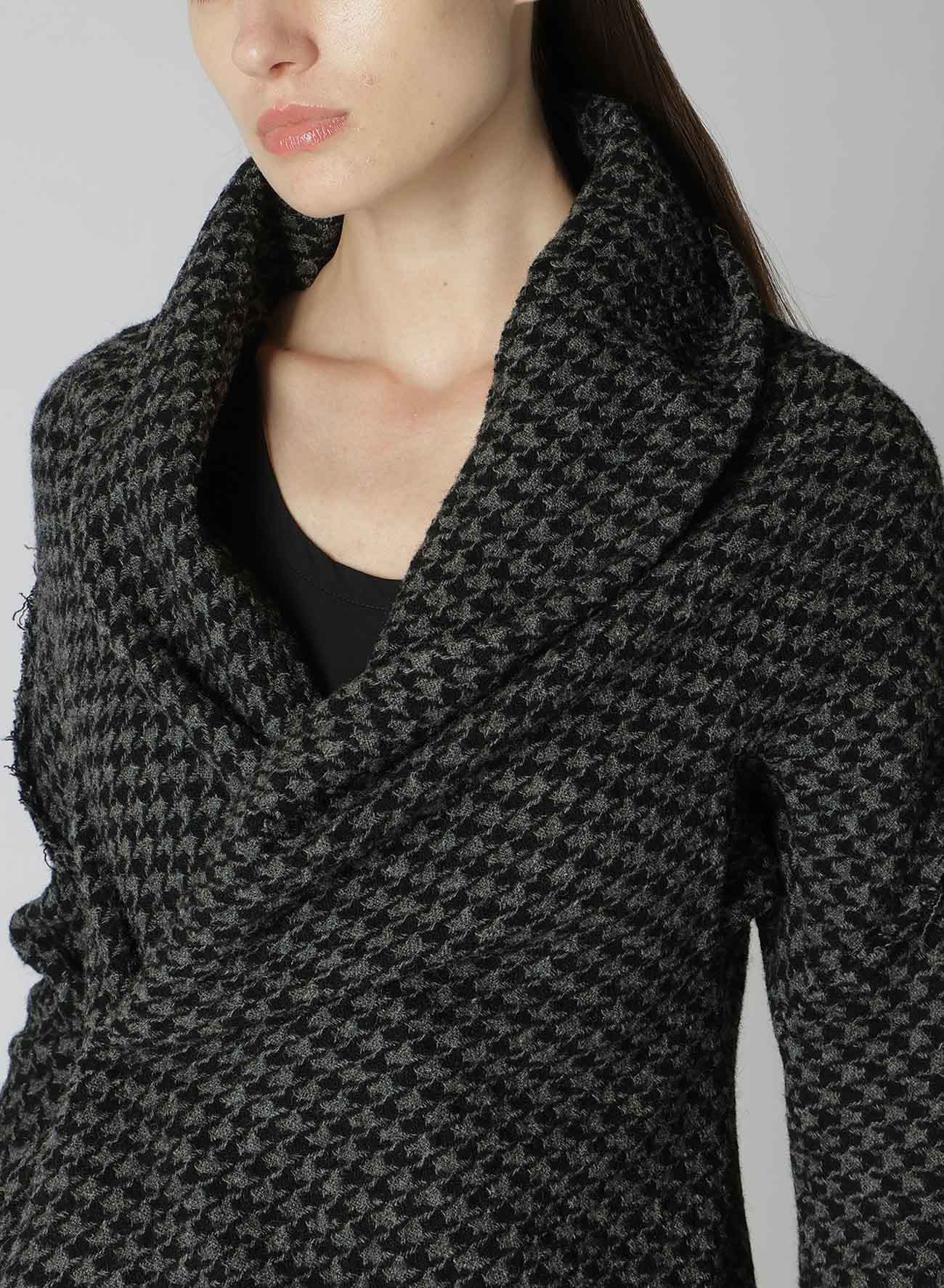 【非表示指示有り】HOUNDSTOOTH SHAWL COLLAR WRAP JACKET