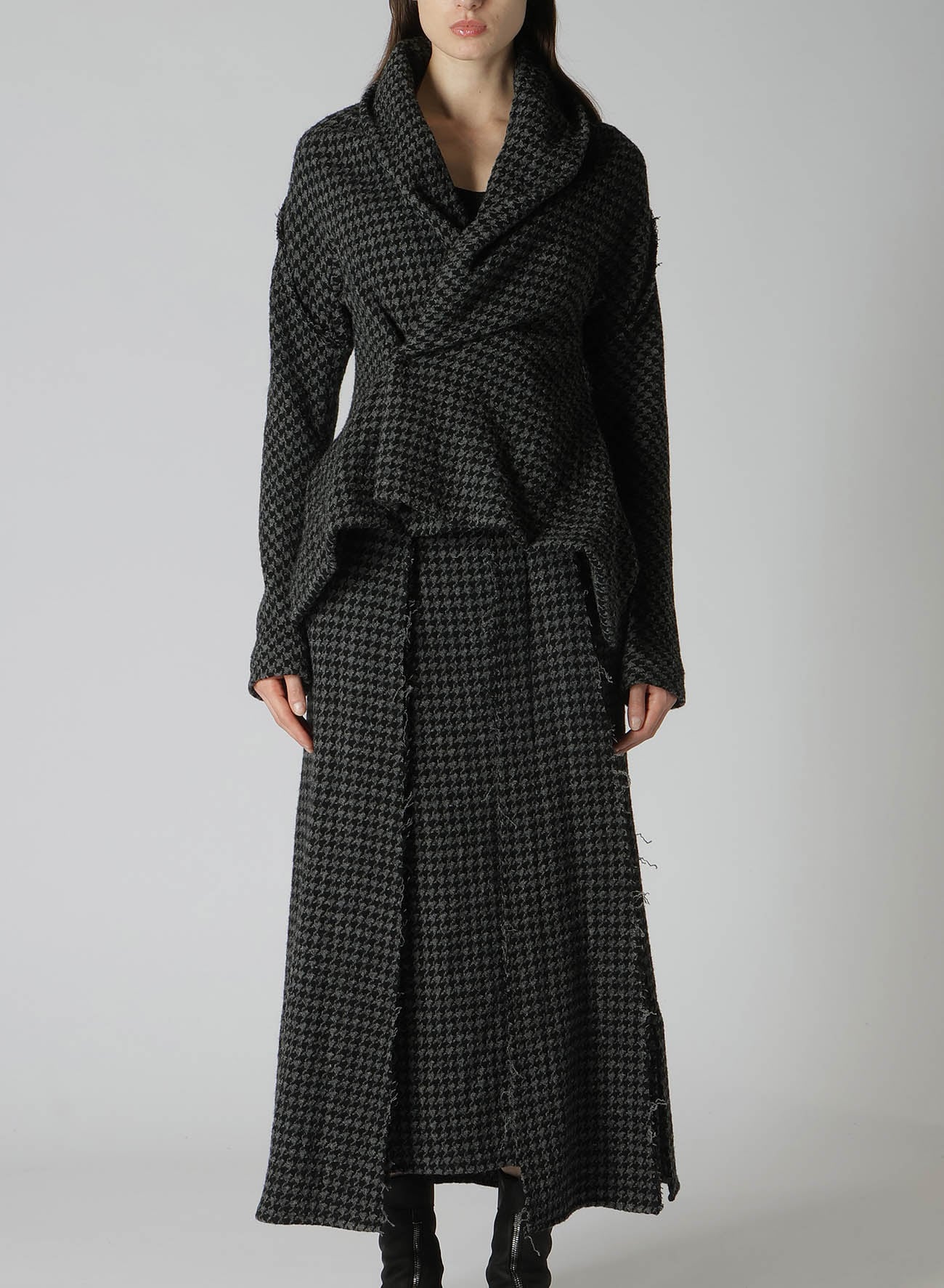 【非表示指示有り】HOUNDSTOOTH SHAWL COLLAR WRAP JACKET