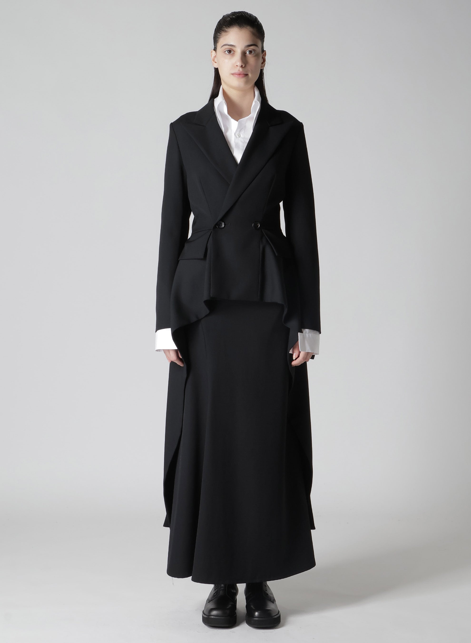 2/60 WOOL GABARDINE DRAPED PEAKED JACKET