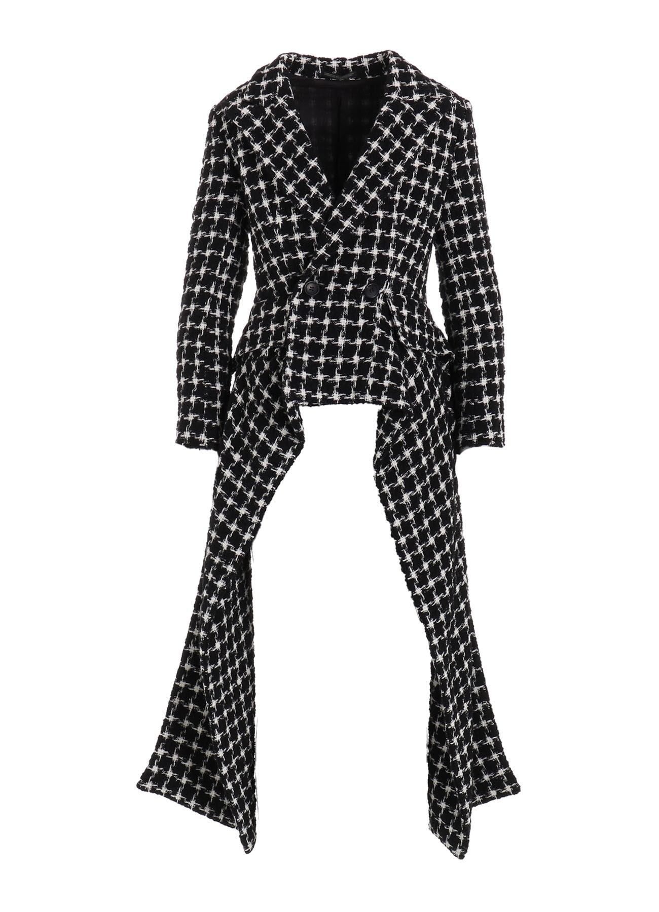 B&W HOUNDSTOOTH DRAPED PEAKED JACKET