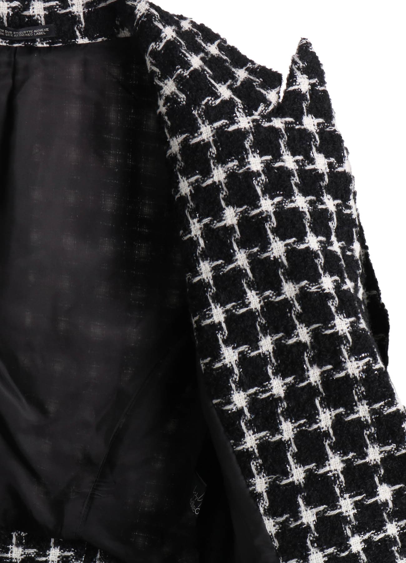 B&W HOUNDSTOOTH DRAPED PEAKED JACKET