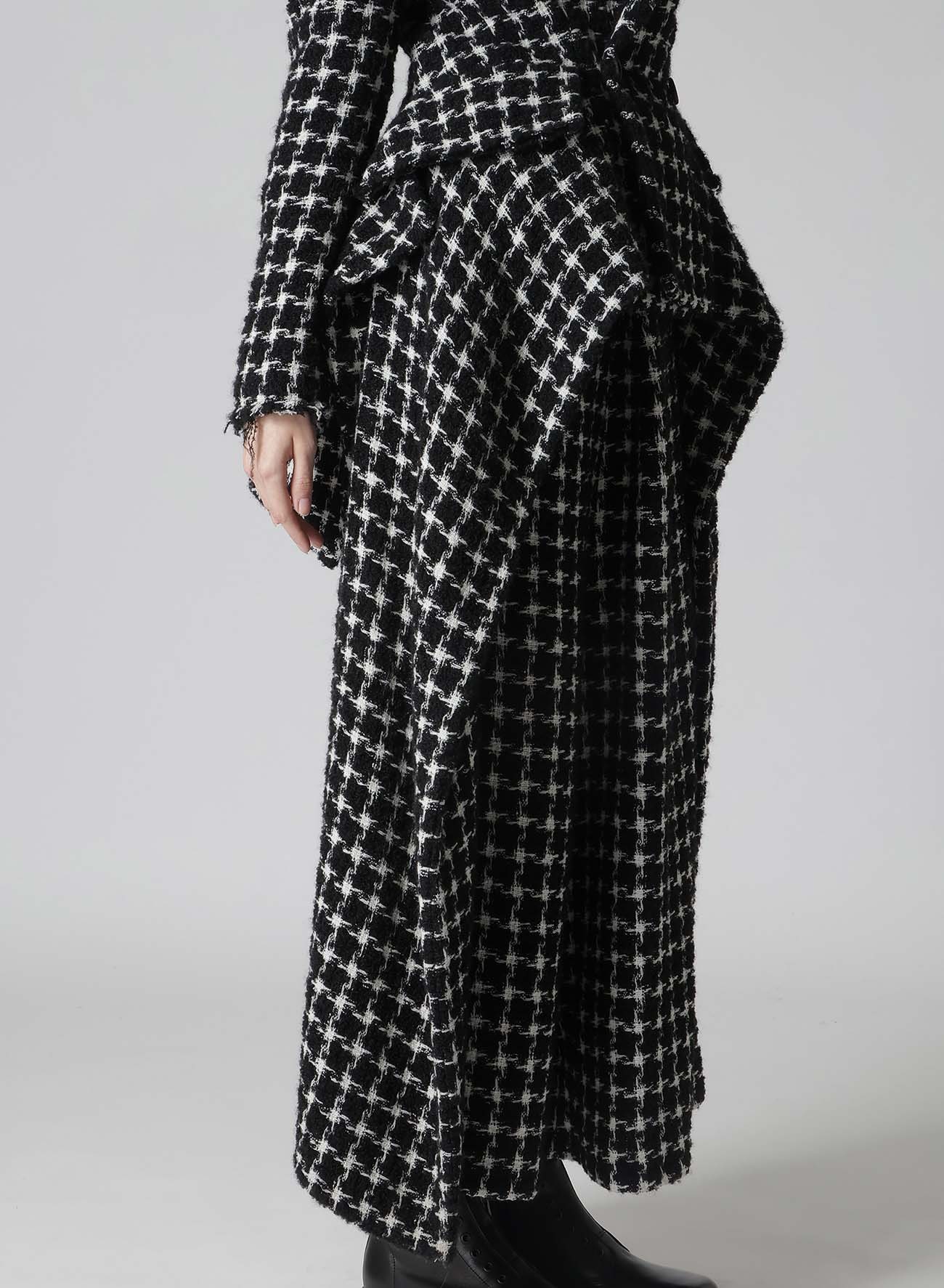 B&W HOUNDSTOOTH DRAPED PEAKED JACKET