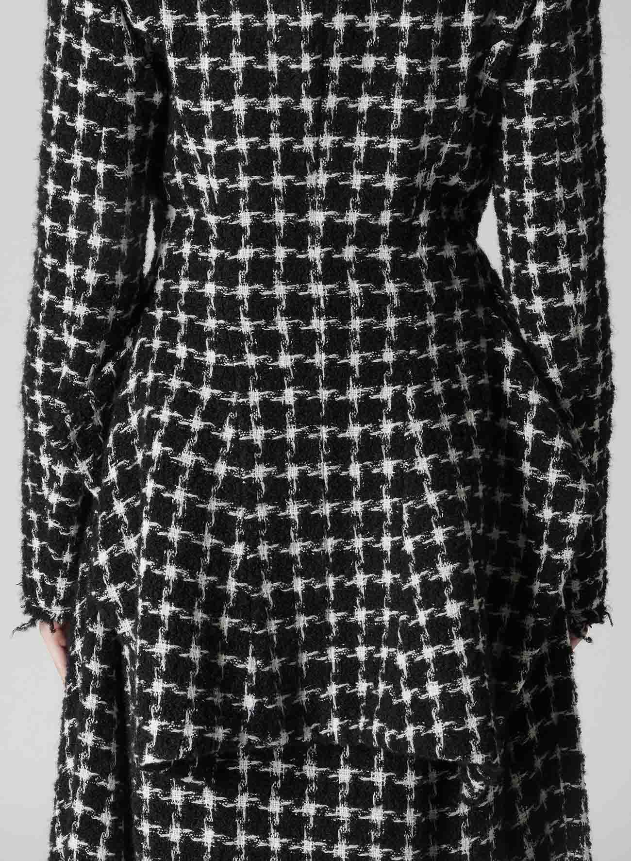 B&W HOUNDSTOOTH DRAPED PEAKED JACKET