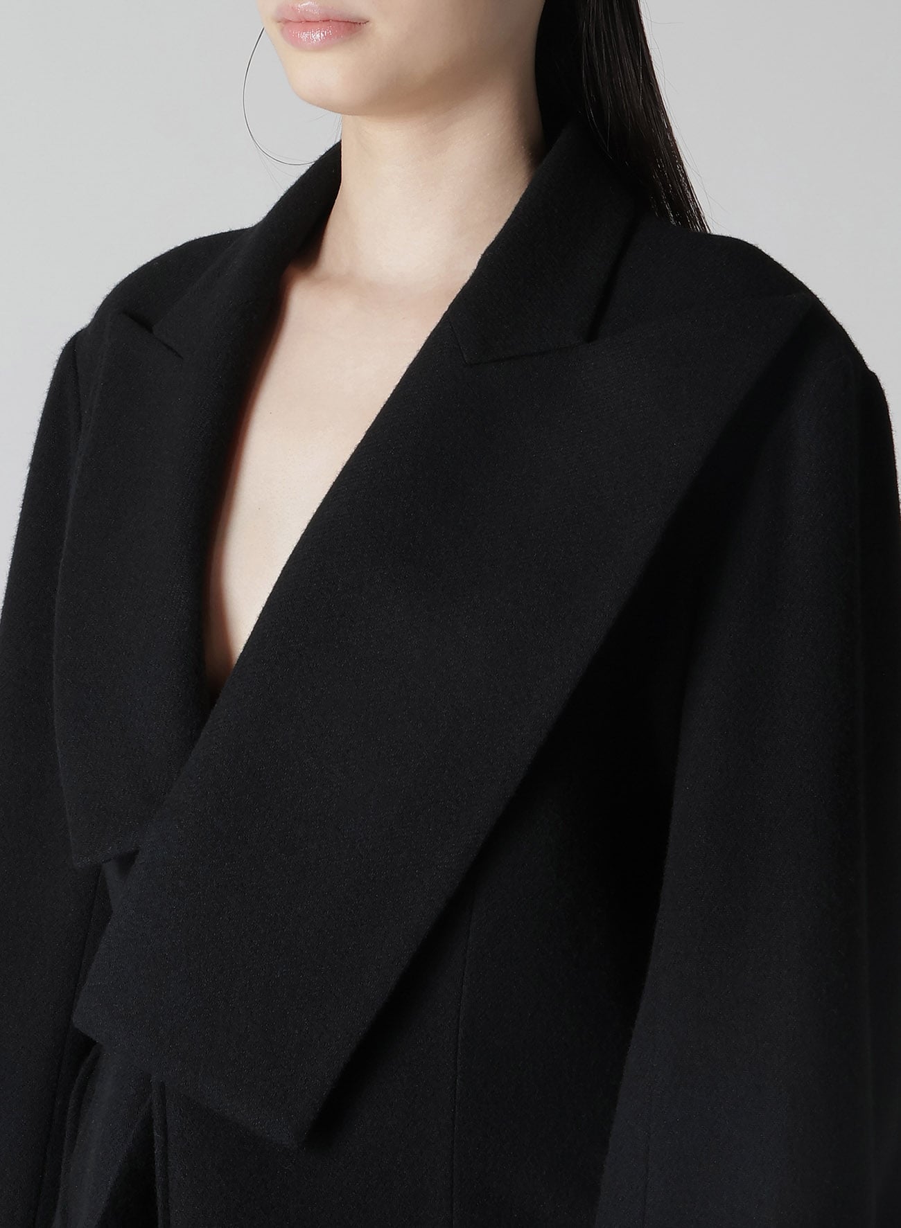 WOOL BLANKET BOX HEM PEAKED JACKET