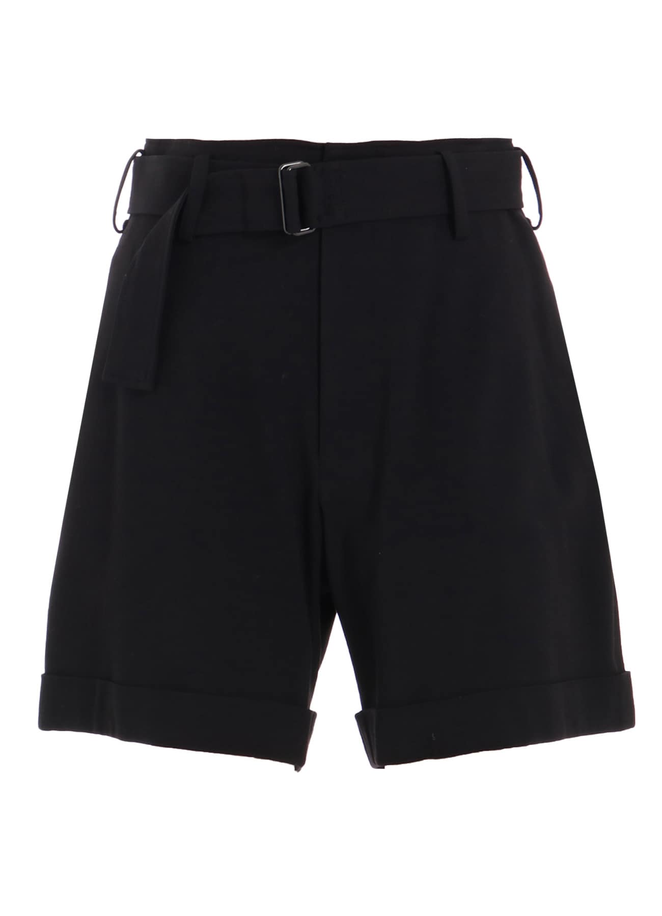 DAMAGED GABARDINE BEELTED SHORT PANTS