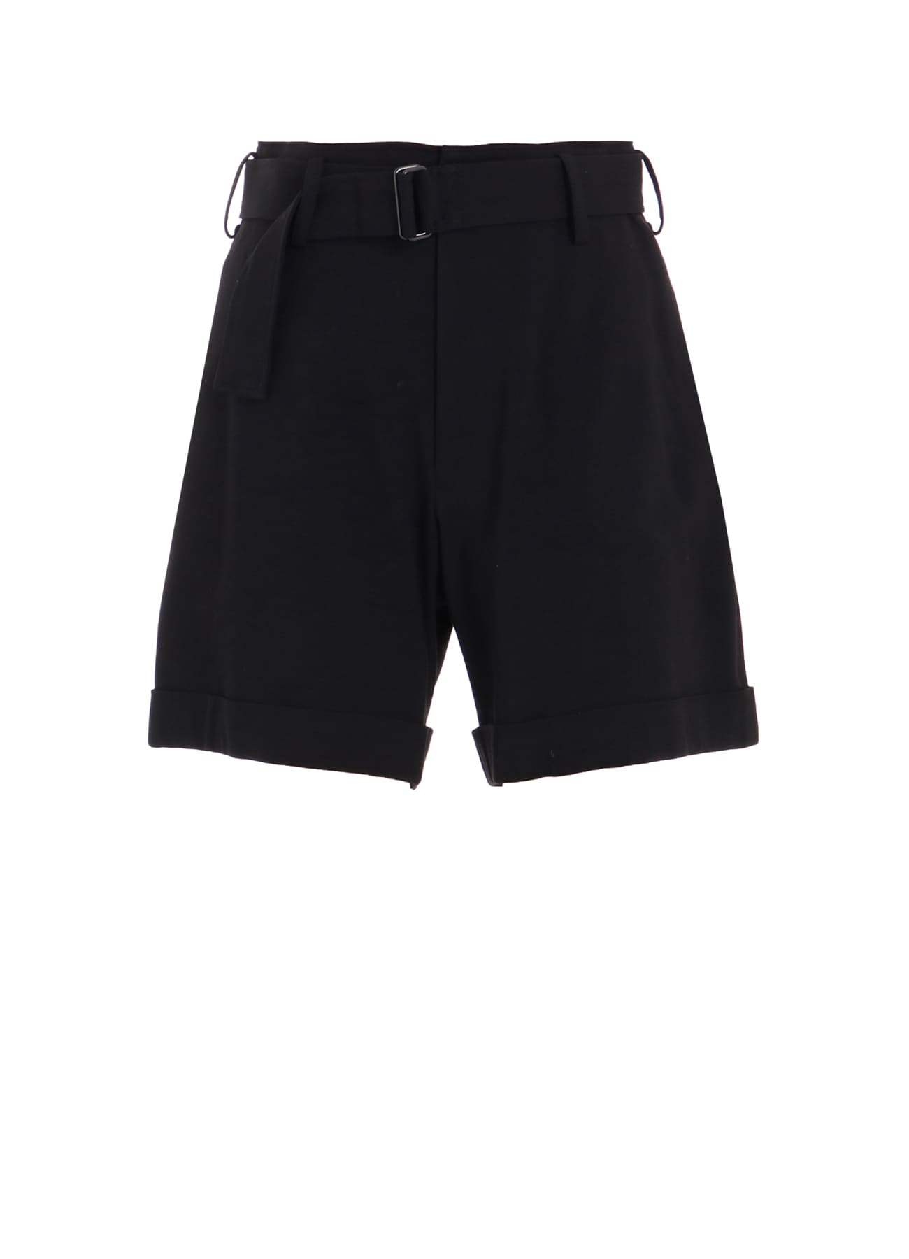 DAMAGED GABARDINE BEELTED SHORT PANTS