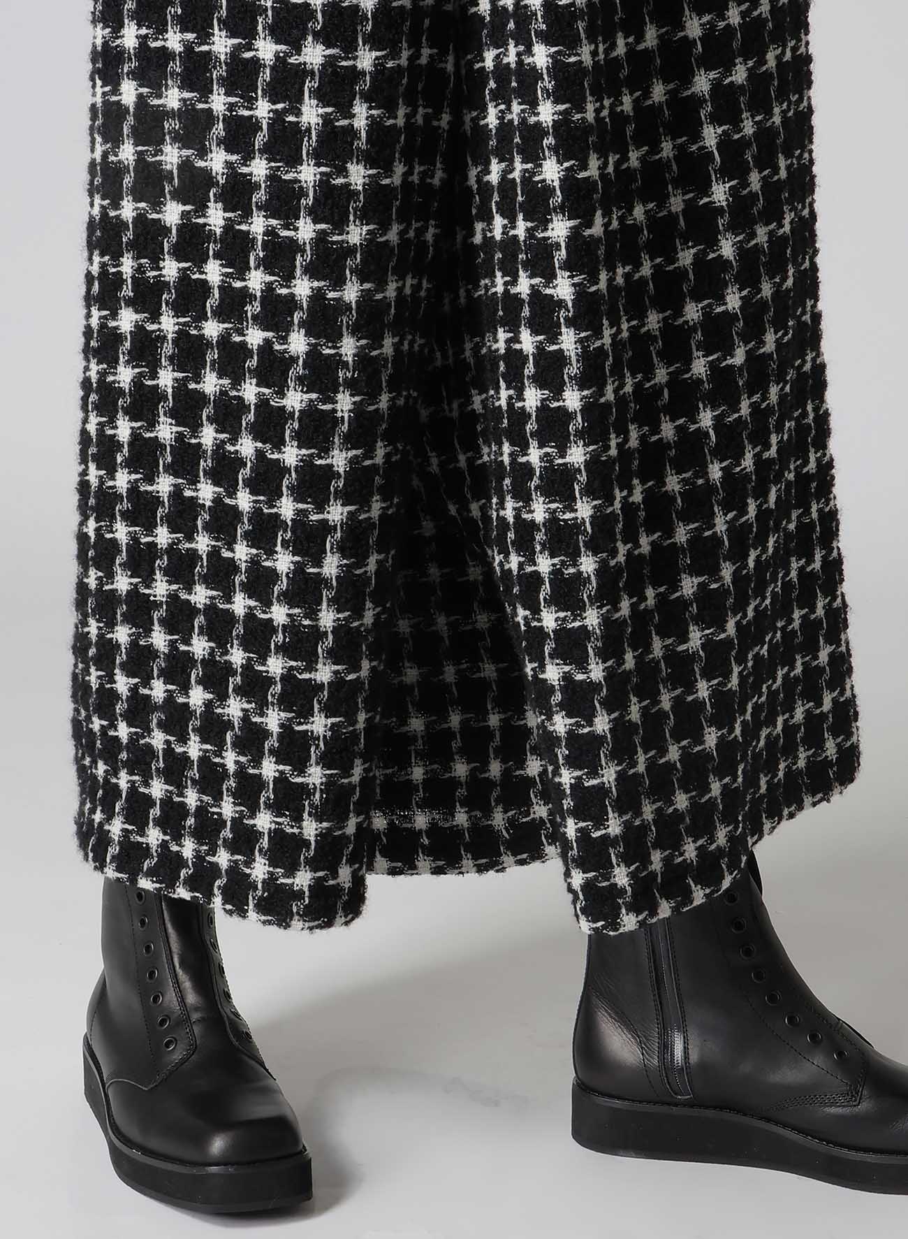 B&W HOUNDSTOOTH TUCK FLARED PANTS