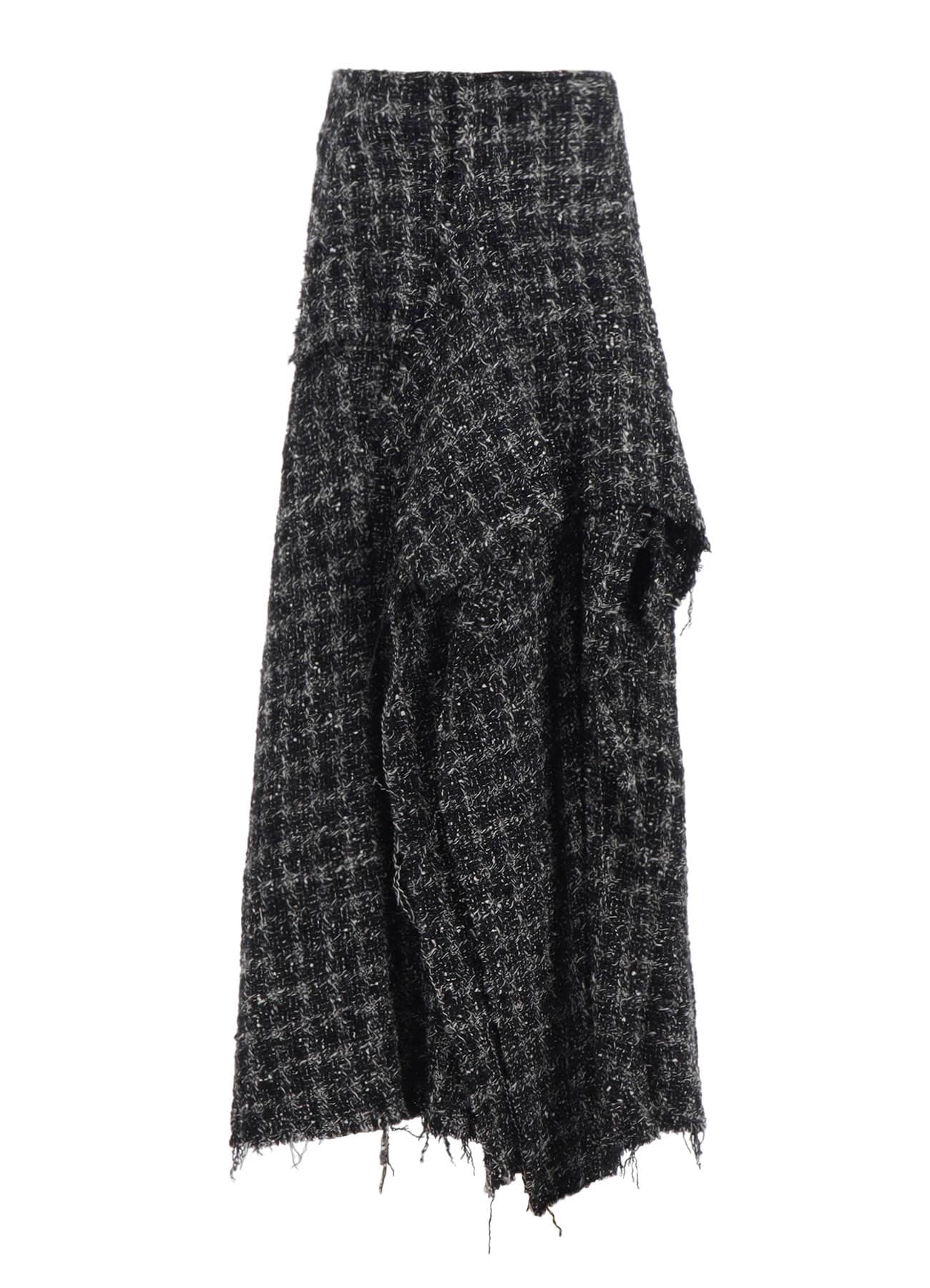 GREY HOUNDSTOOTH B DRAPED HIGH-WAIST SKIRT