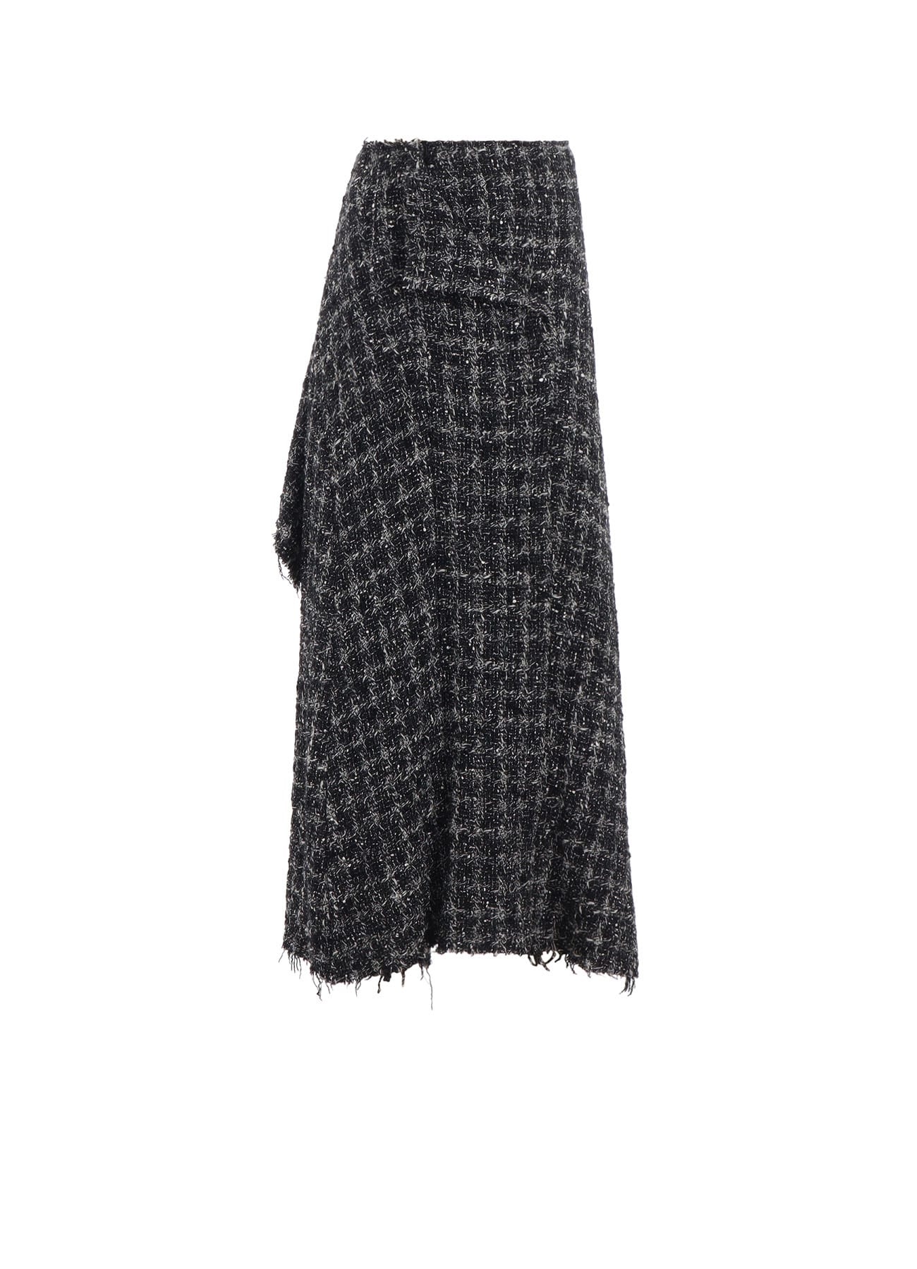 GREY HOUNDSTOOTH B DRAPED HIGH-WAIST SKIRT