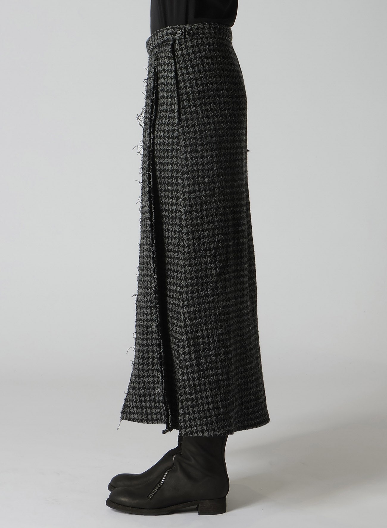 HOUNDSTOOTH PANELED PLEATED SKIRT A